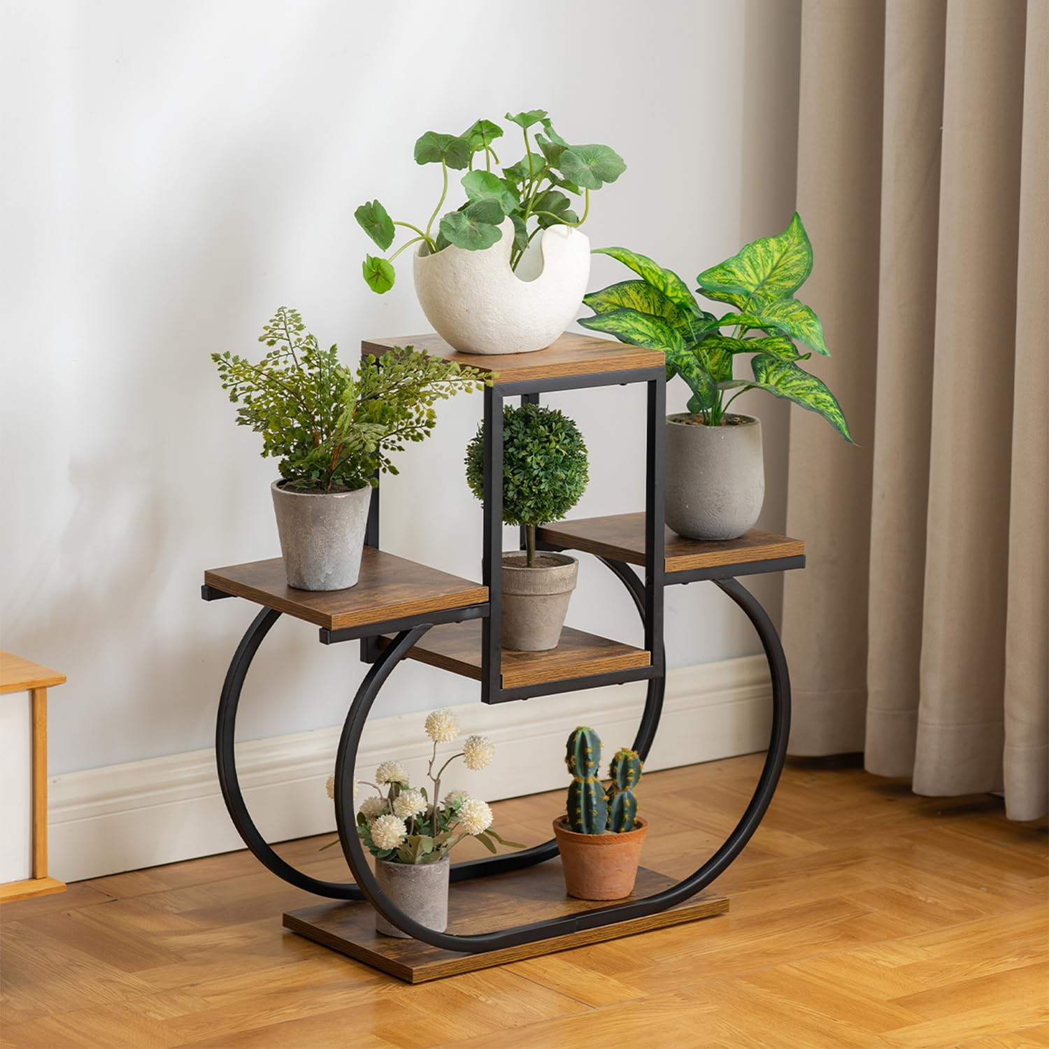 CHPHI Wood Plant Stand - Tiered Indoor/Outdoor Heart Shape Plant Stand for Multiple Plants, Living Room
