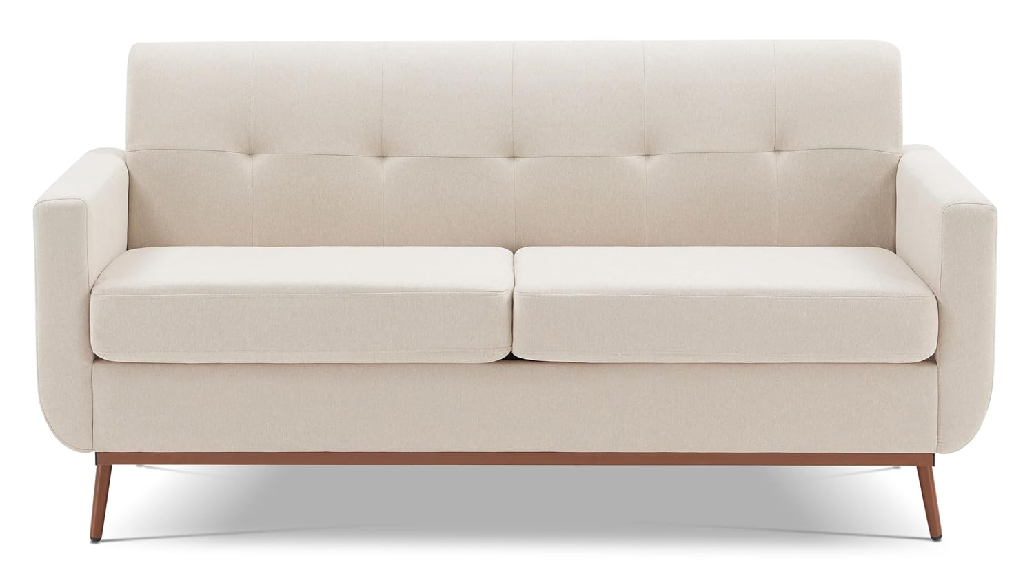 65" Loveseat Sofa, Mid Century Modern Love Seat Couches for Living Room, Comfy Upholstered Sofa Couch for Bedroom, Tufted Design 2 Seater Love Seat Sofa for Small Spaces (Linen-Beige Cream)