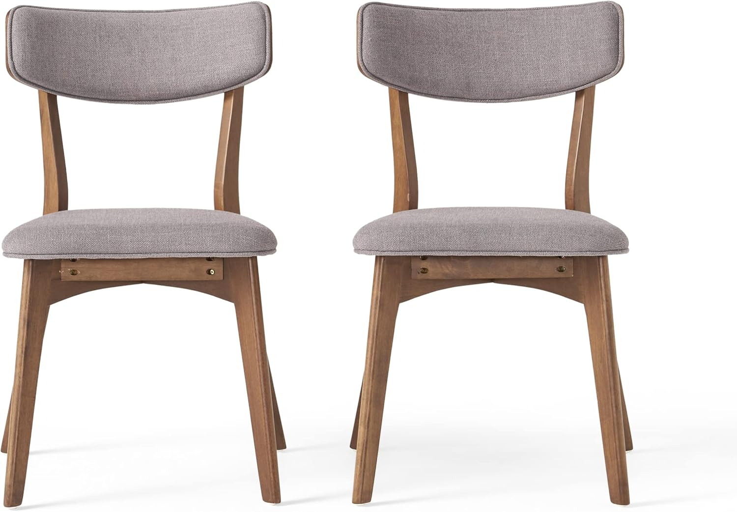 GDF Studio Crystal Indoor Mid Century Modern Fabric Upholstered Dining Chairs, Set of 2, Dark Gray and Walnut