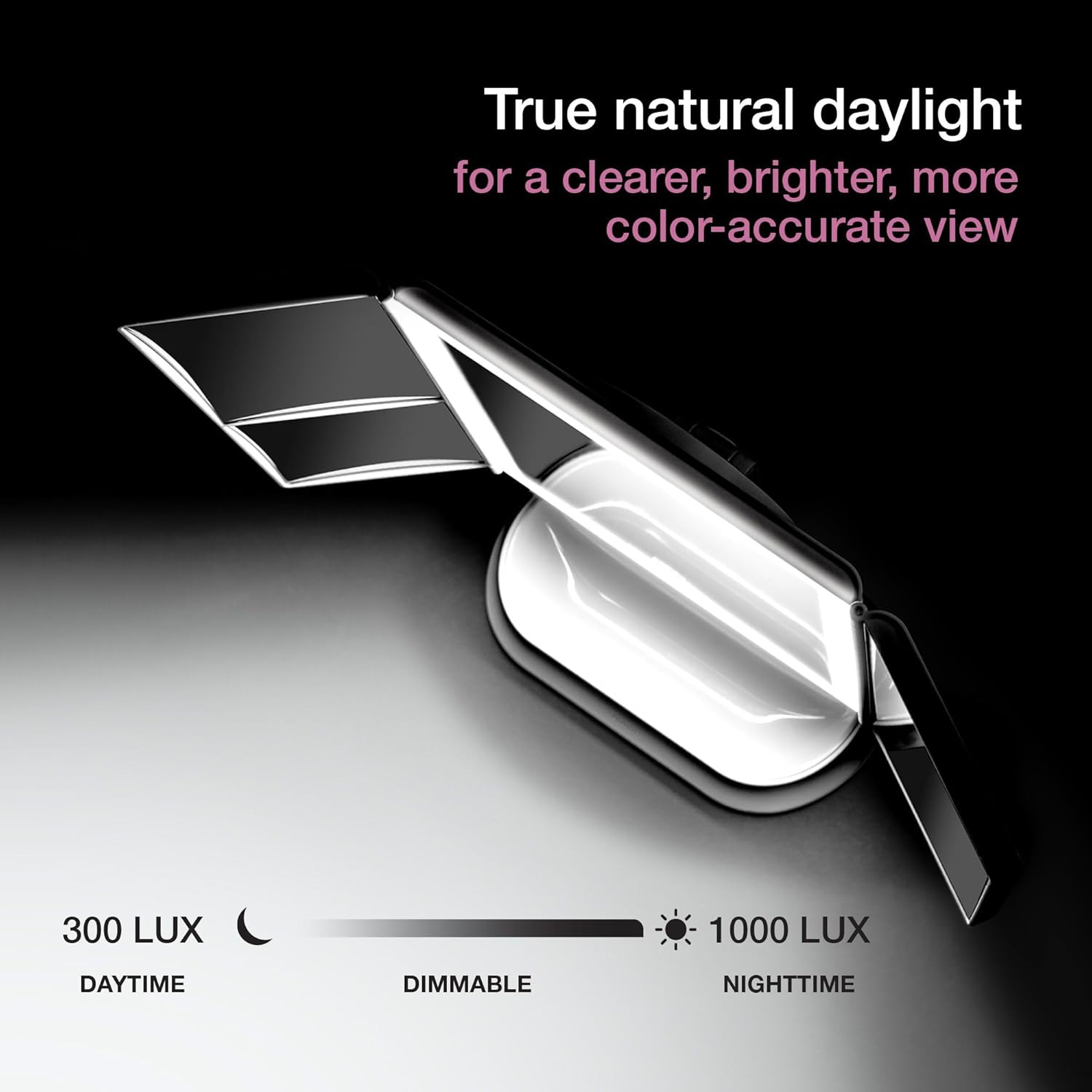Rose Gold Trifold Vanity Mirror with LED Lights and Magnifications