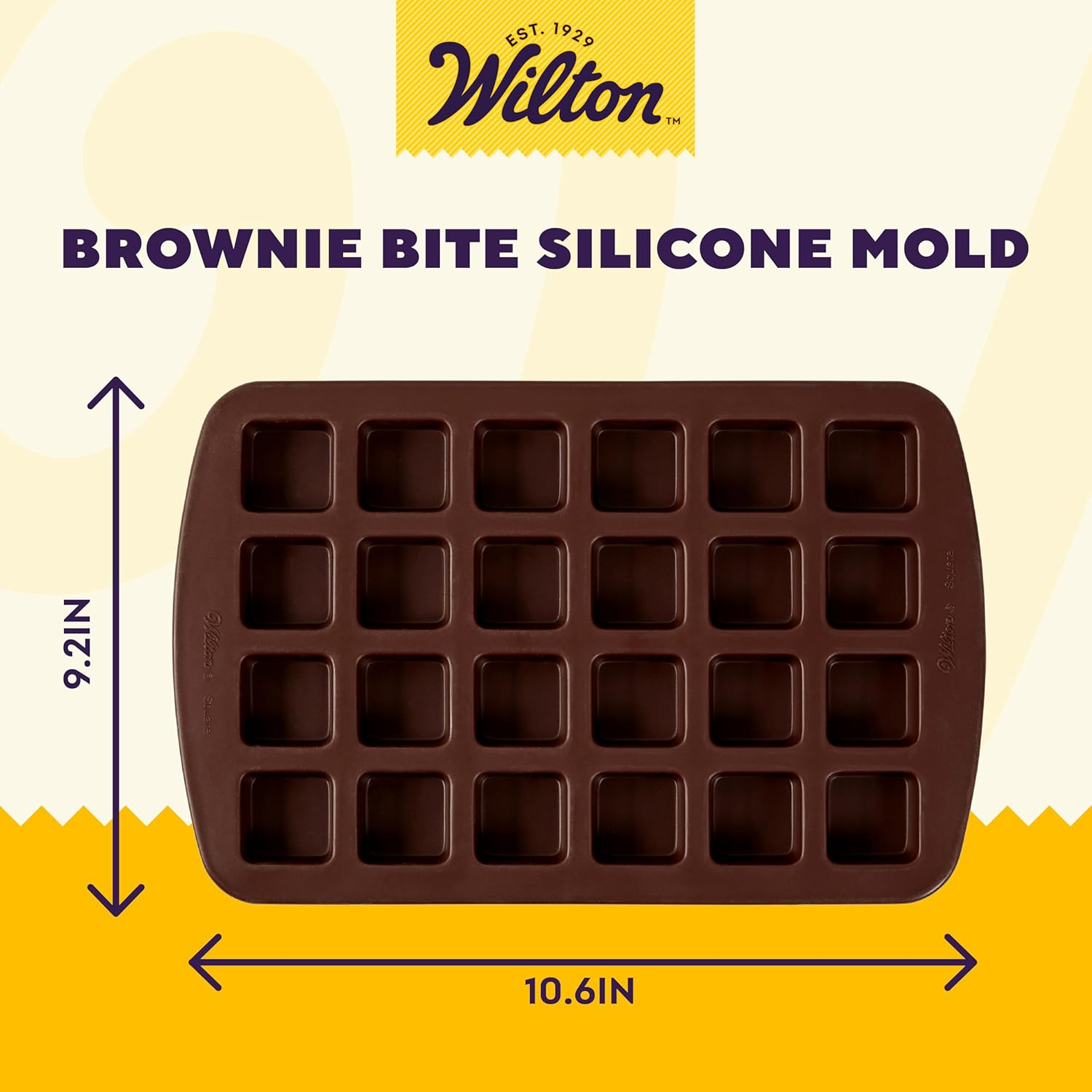 Non-stick Brown Silicone Square Baking Mold, 24-Cavity