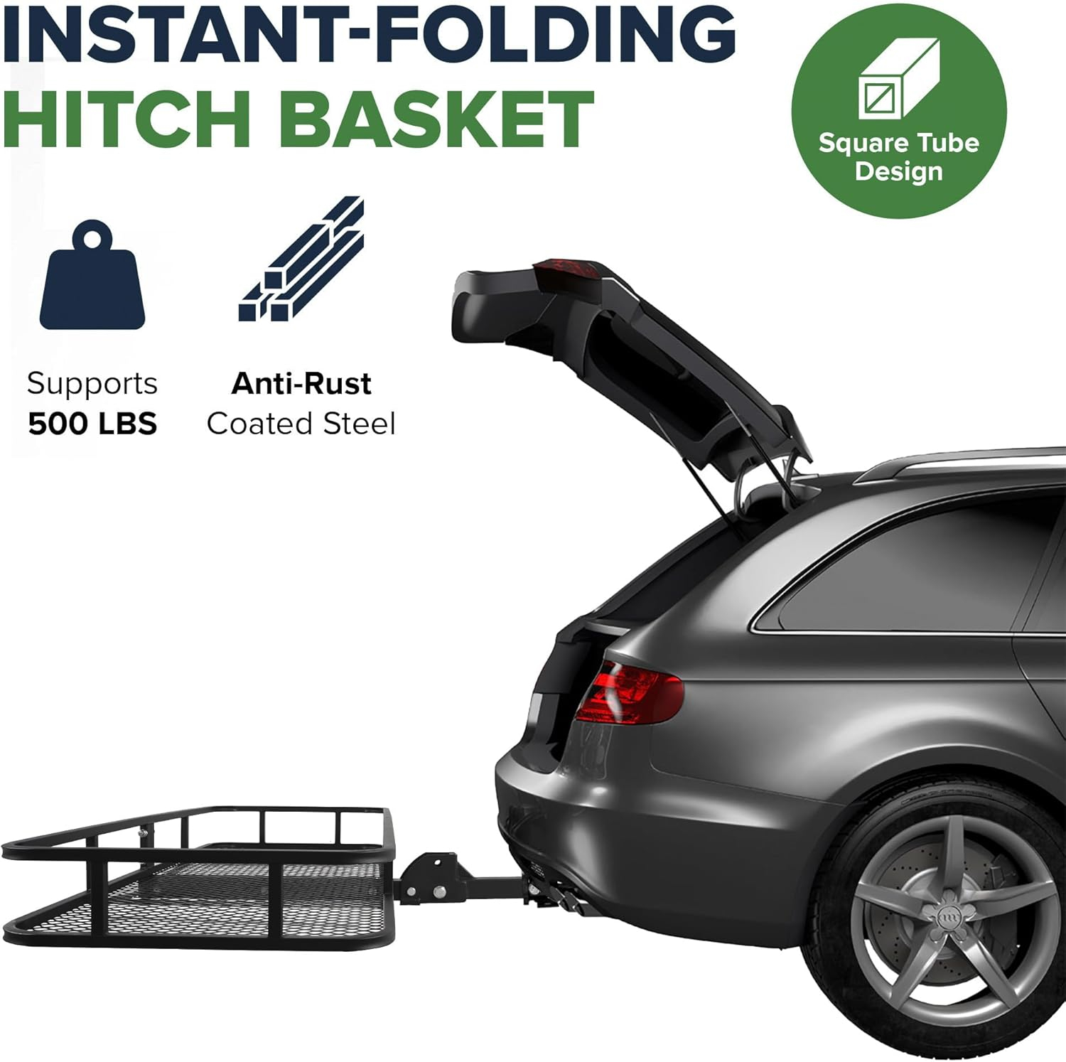 Arksen Folding Cargo Carrier Luggage Basket 2" Receiver Hitch 60"