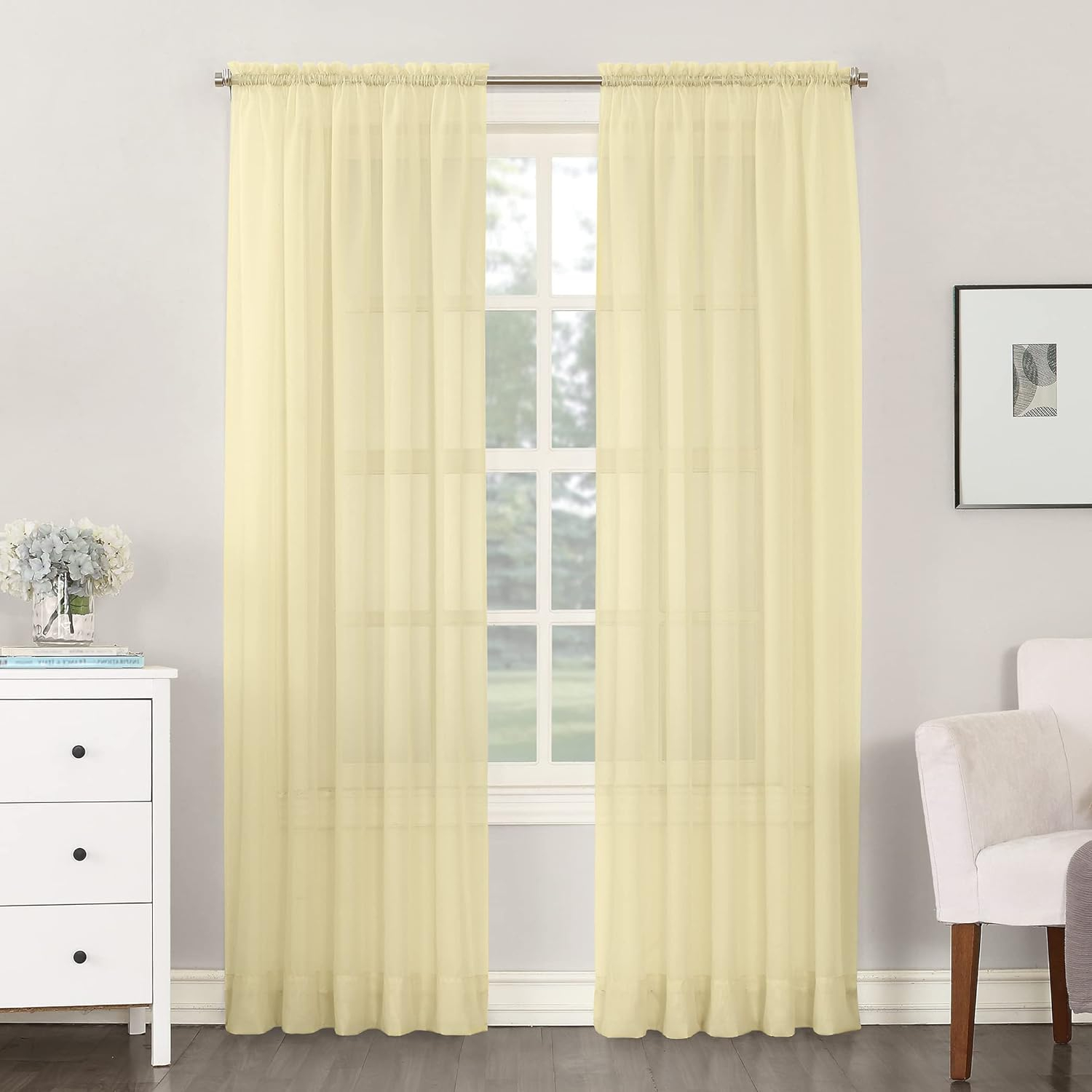 No. 918 Juliette Voile Sheer Rod Pocket Curtain Panel (Single Curtain Panel Only)
