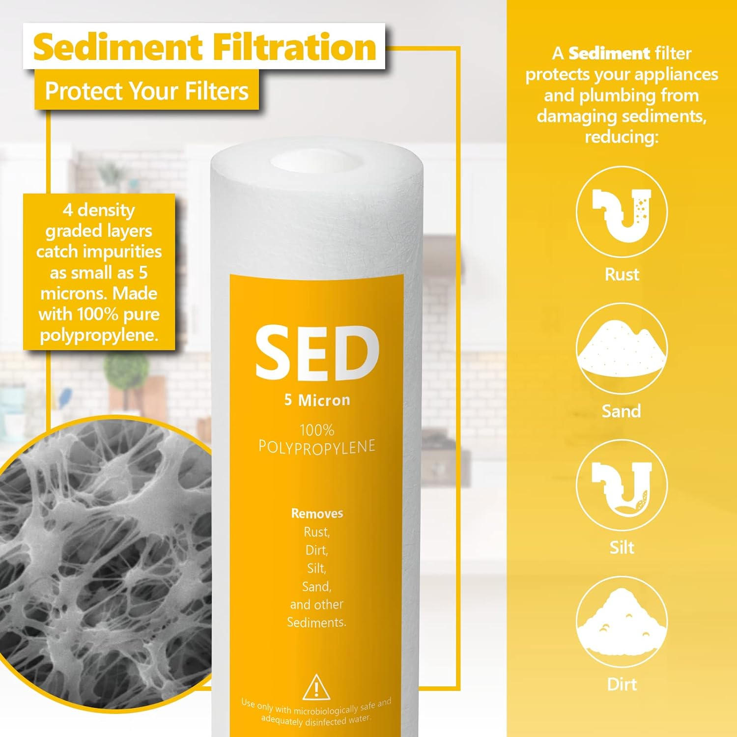 Express Water – 6 Month Reverse Osmosis and Under Sink System Replacement Filter Set – 3 Filters with Carbon (GAC, ACB) and Sediment (SED) – 10 inch Size Water Filters