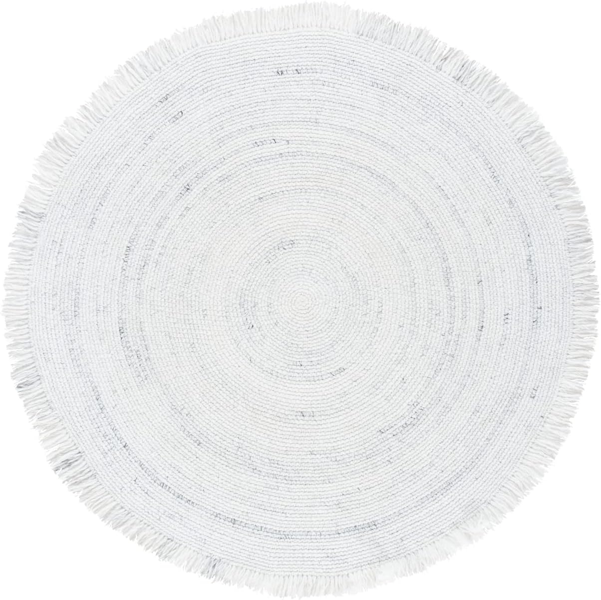 Ivory Braided Round Handmade Synthetic Area Rug, 4'