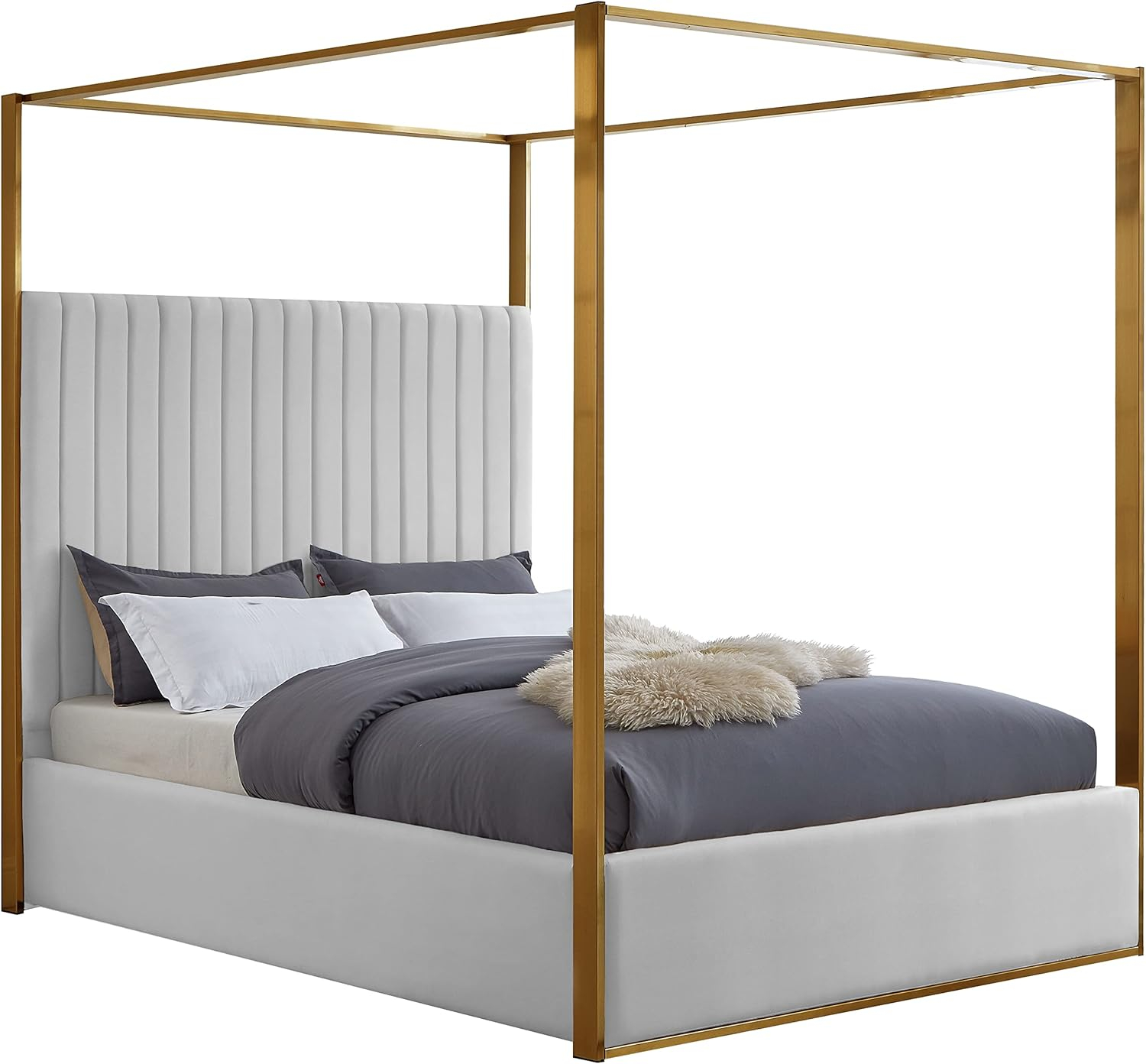 Meridian Furniture Jones White Vegan Leather Queen Bed