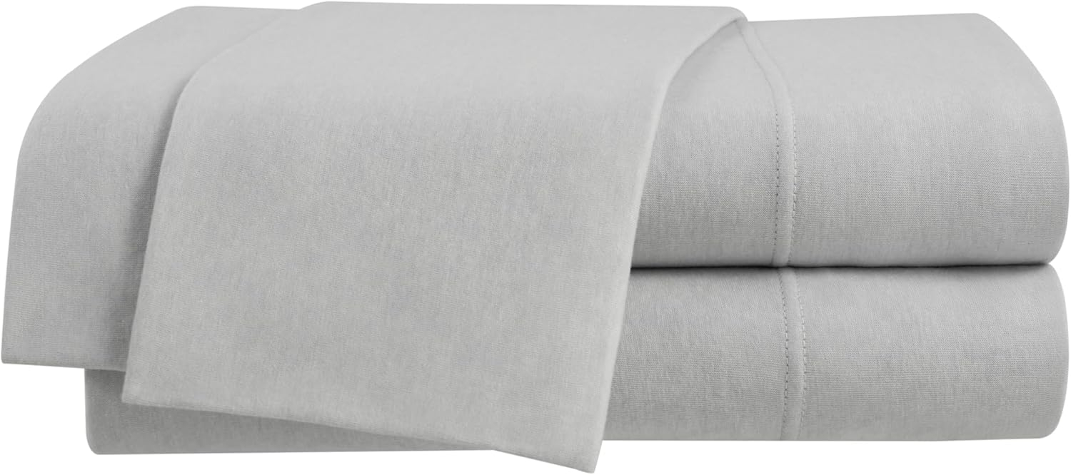 Vellux 4-Pc. Full Solid Jersey Knit Sheets - Cotton Blend, Deep Pocket, Ultra Soft, Grey