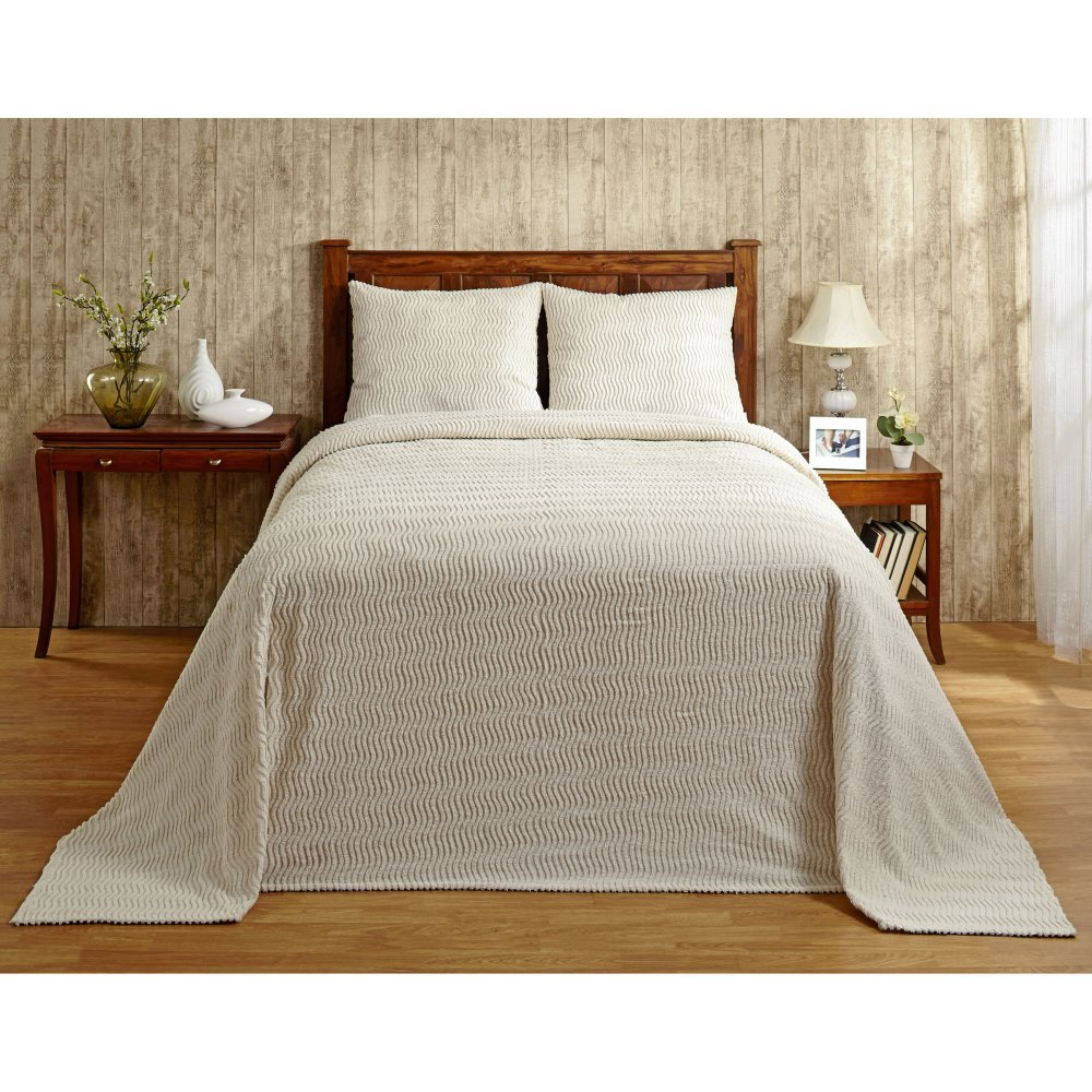 Better Trends Chenille Bedspread For Twin Size Bed 100% Cotton Lightweight Bedspread for all Season 81" x 110" Natick Collection - Ivory