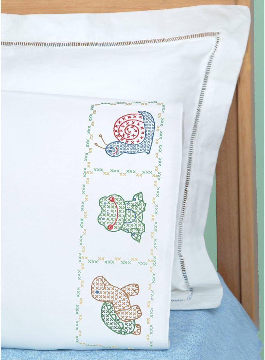 Jack Dempsey Children's Stamped Pillowcase W/Perle Edge-Froggy