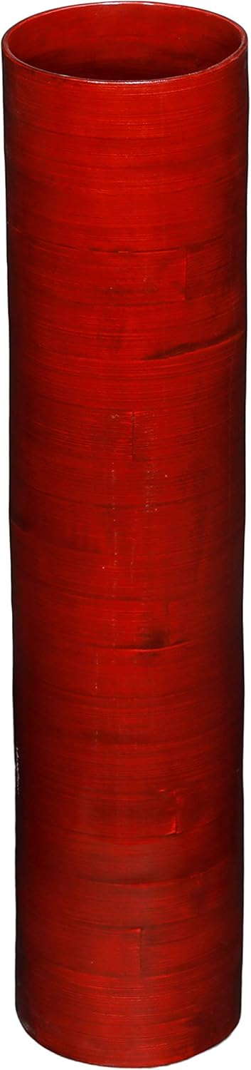 25" Bamboo Cylinder Floor Vase - Mahogany Red