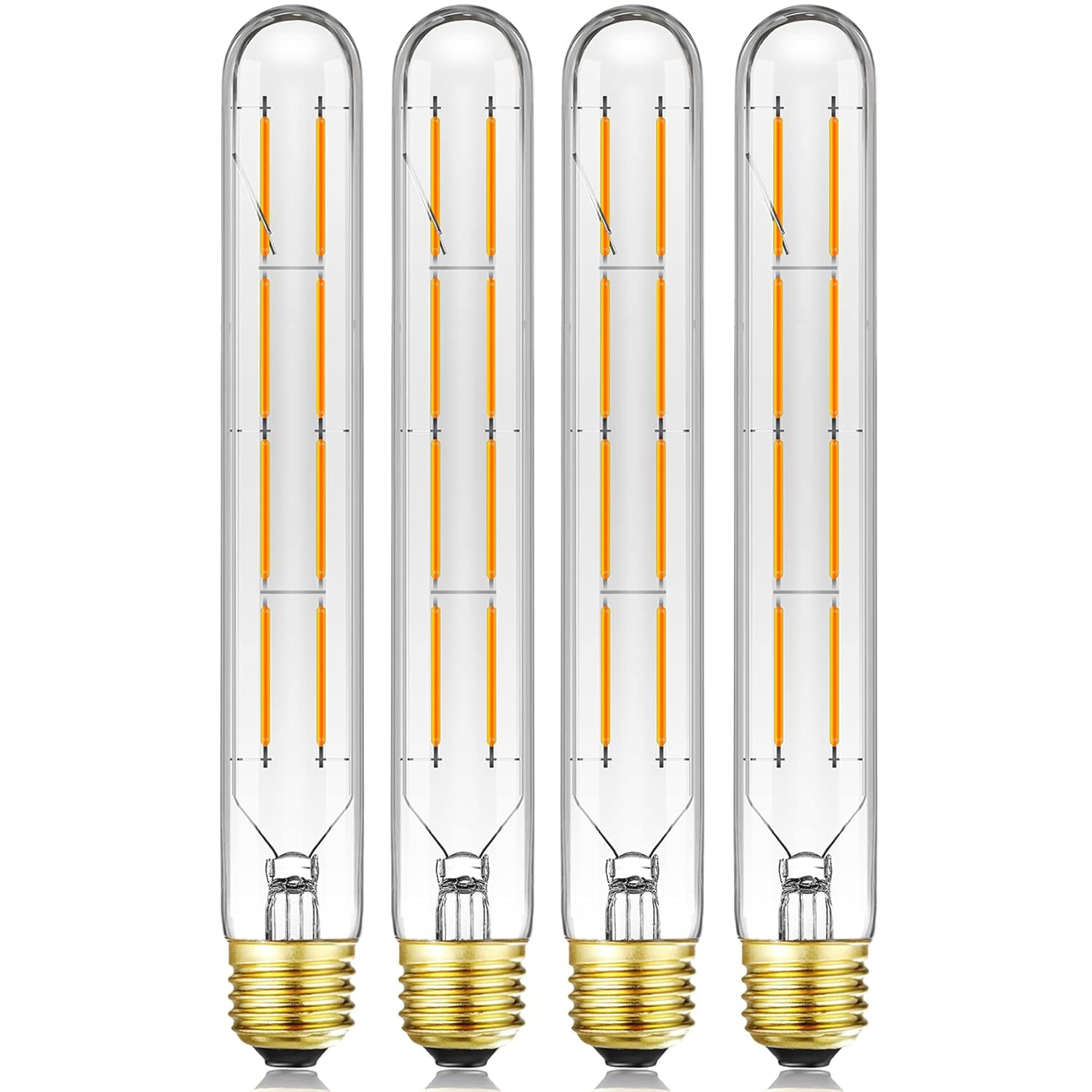 Leools T10 Led Long Bulbs 8W,E26 Dimmable Tubular Bulb,Equivalent 75 Watt, E26 Edison Style Vintage LED Filament Light Bulb,2700K Warm White,8.9in(225mm),4-Pack.