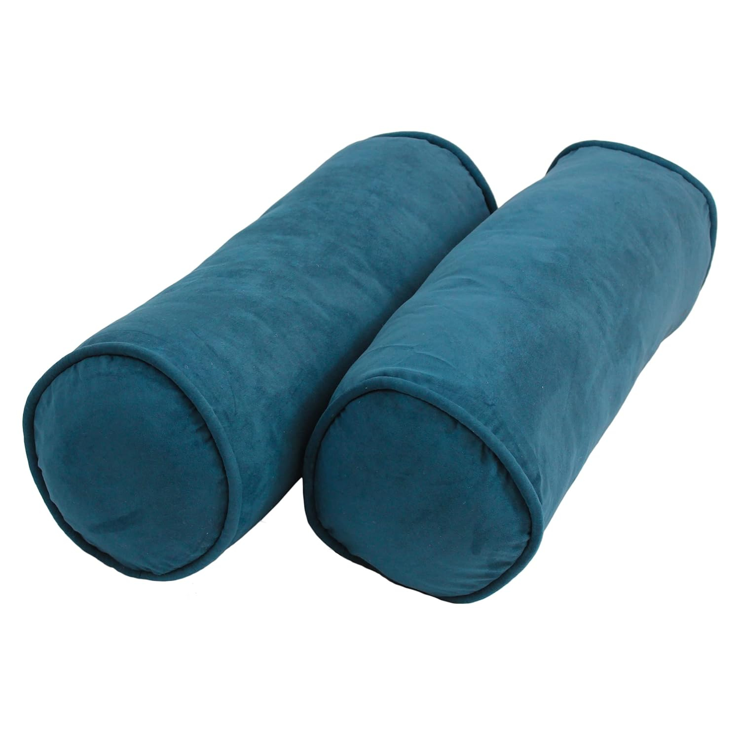 Blazing Needles 20-inch by 8-inch Double-corded Solid Microsuede Bolster Pillows with Inserts (Set of 2)  9814-CD-S2-MS-TL