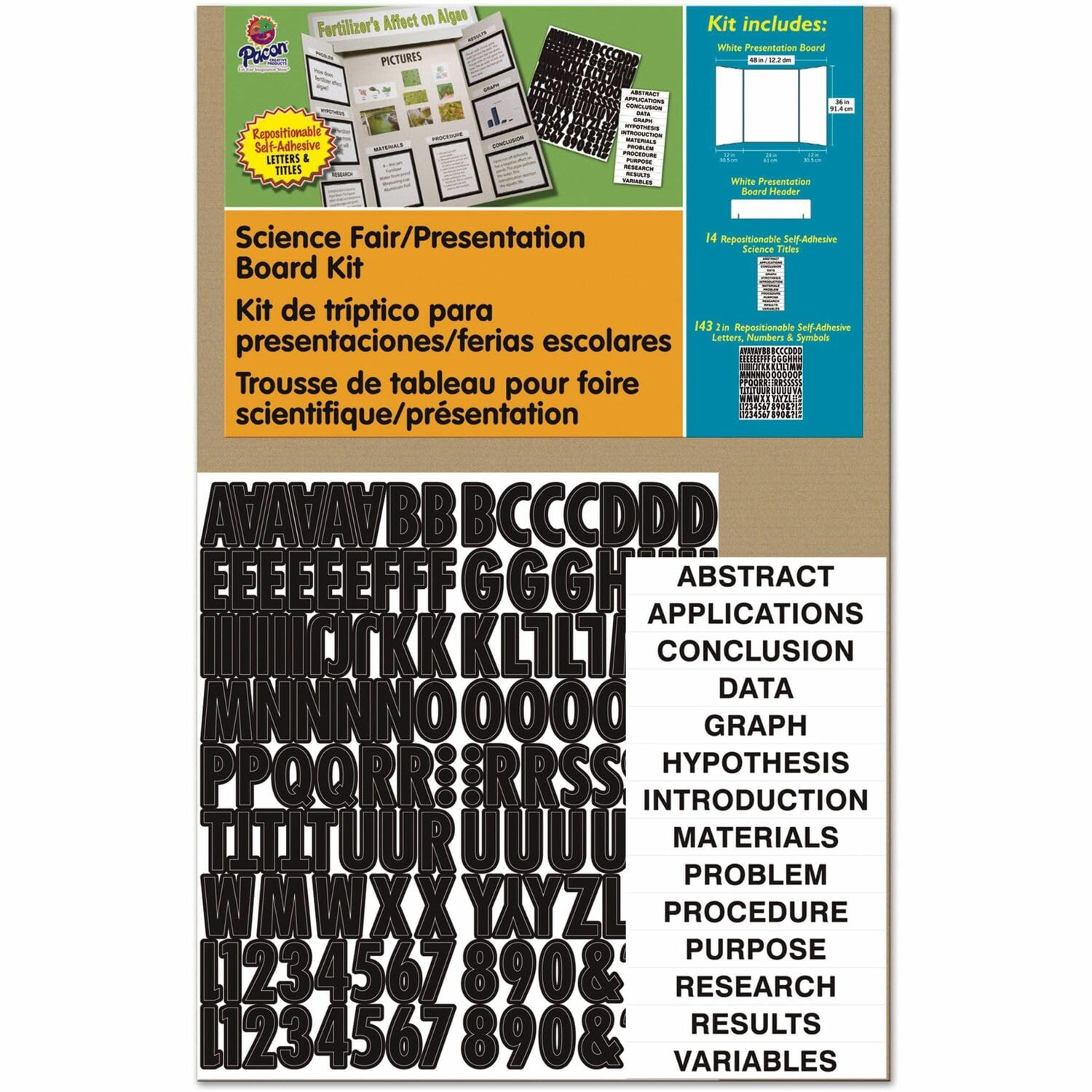 White 48" x 36" Science Fair Presentation Board Kit