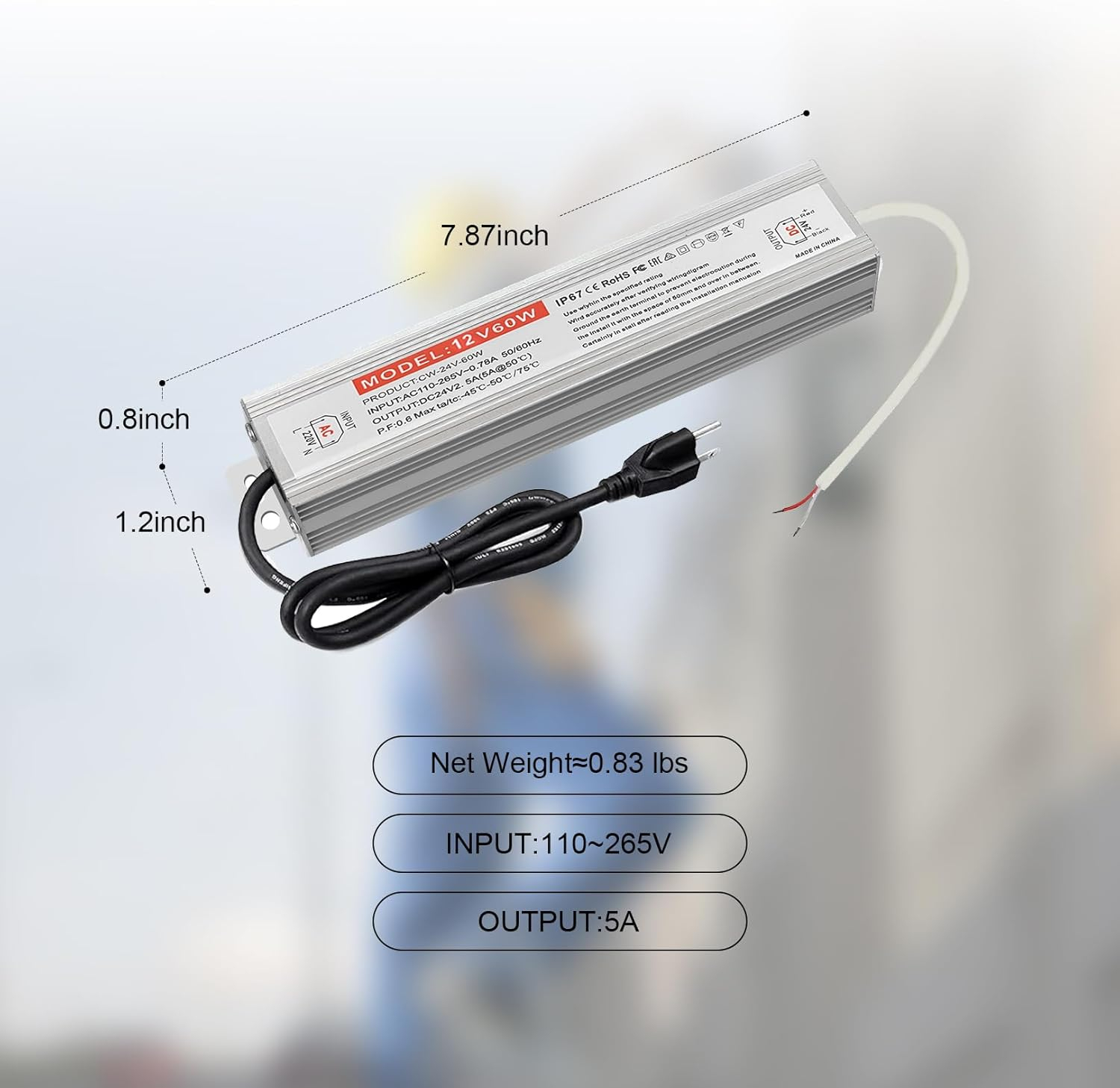 QNNP® LED Driver 150 Watts 12V DC Low Voltage Transformer Waterproof IP67 Power Supply Transformer Adapter AC 100V-120V to 12V DC, LED Power Supply for Indoor Outdoor LED Lighting