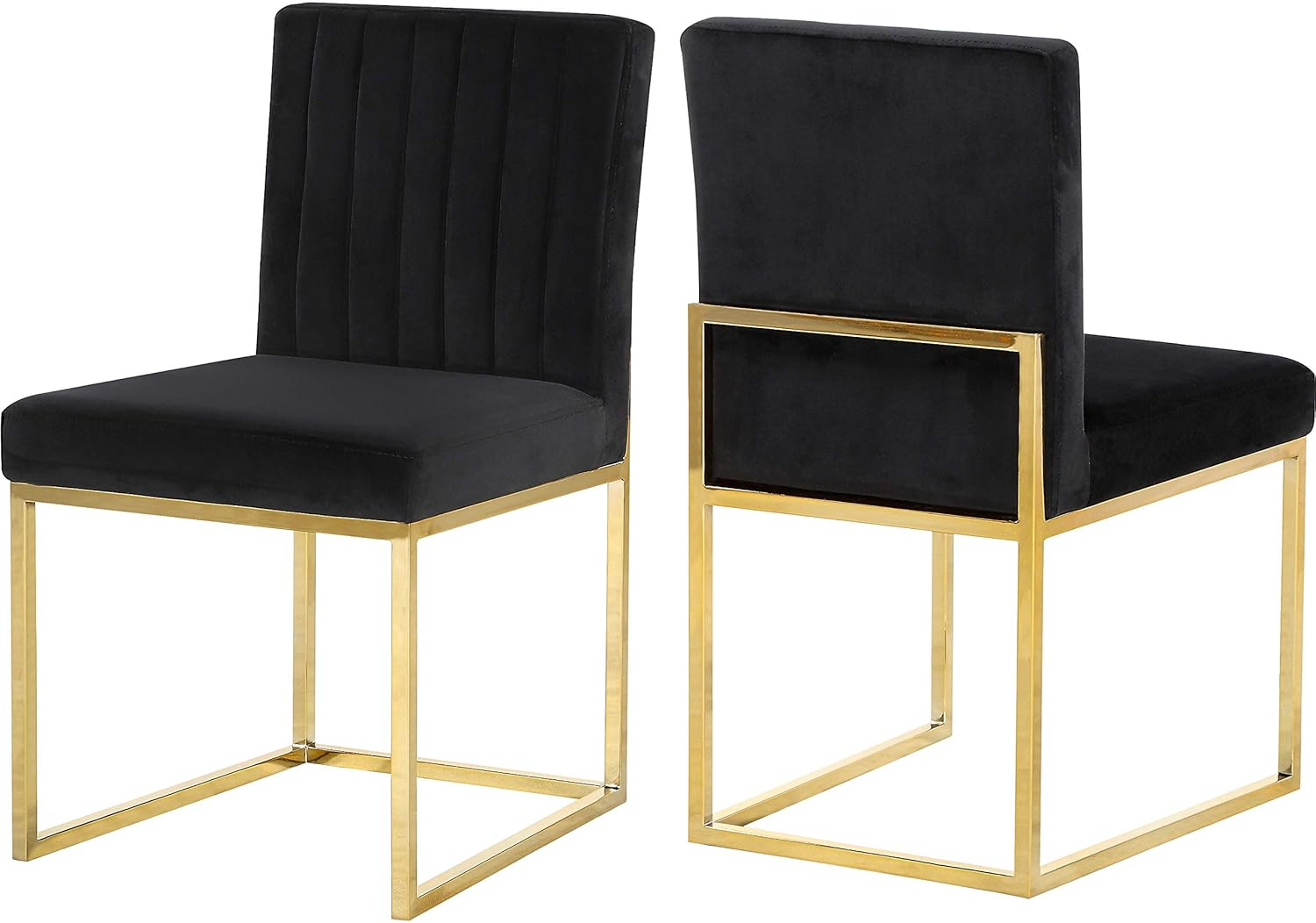 Meridian Furniture Contemporary Giselle Velvet Dining Chair in Black (Set of 2)
