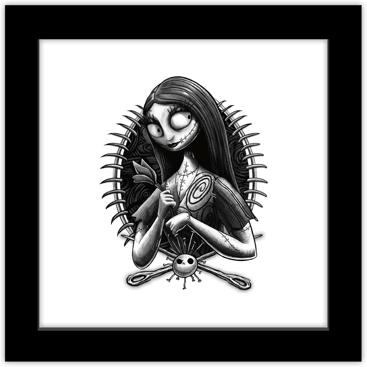 Gallery Pops Disney The Nightmare Before Christmas - Sally Ragdoll Portrait Wall Art, Black Framed Version, 12" x 12"
