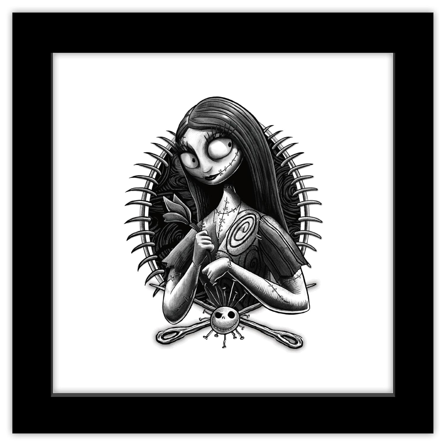 Gallery Pops Disney The Nightmare Before Christmas - Sally Ragdoll Portrait Wall Art, Black Framed Version, 12" x 12"