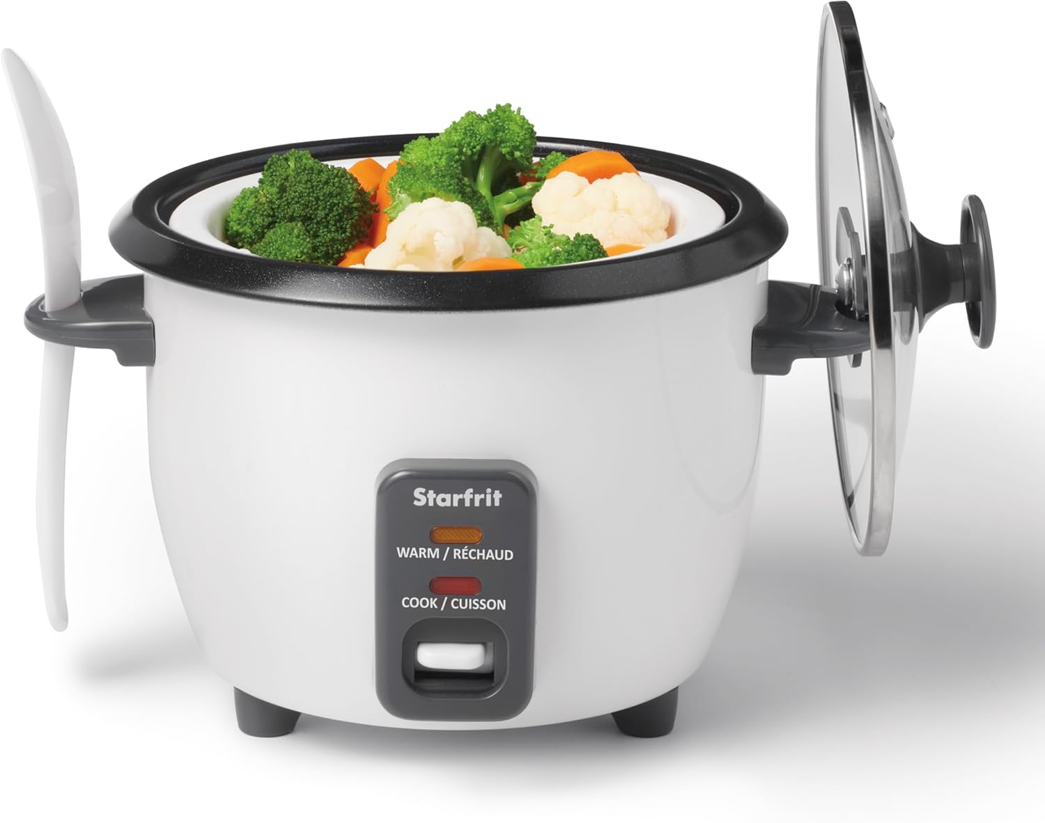 White Ceramic Non-stick Electric Rice Cooker with Steamer Basket