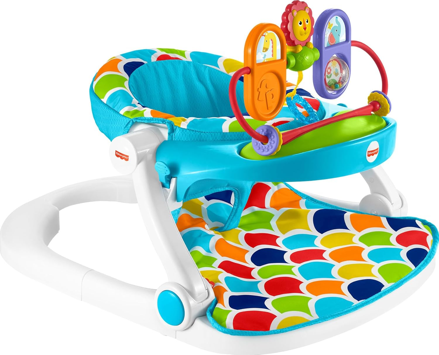 Fisher-Price Deluxe Sit-Me-up Floor Seat Infant Chair with Feeding Tray and Toys, Happy Hills
