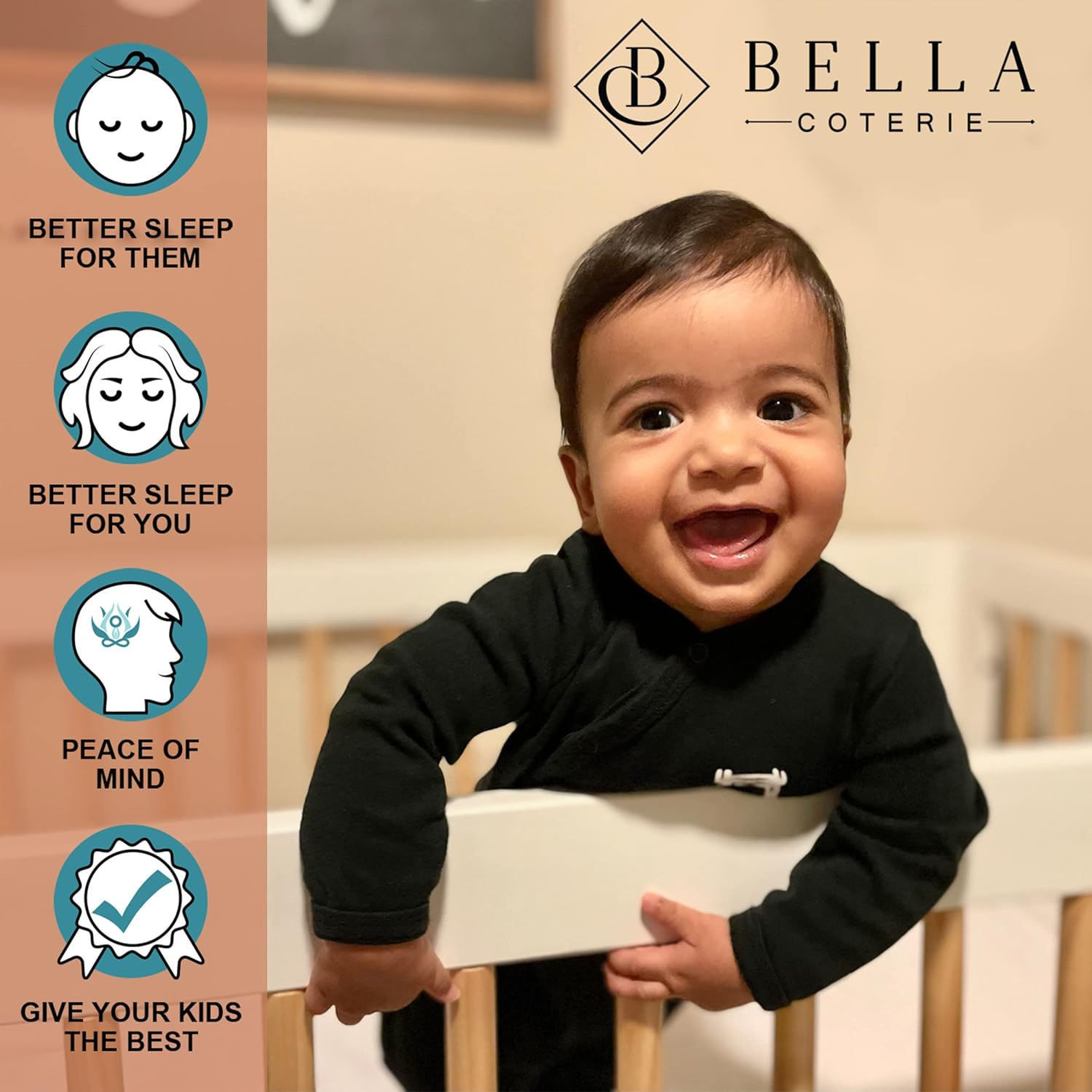Bella Coterie Luxury Bamboo Crib Sheet | Organically Grown | Ultra Soft | Cooling for Better Sleep | Deep Pocket Fitted Sheet for Crib & Toddler Mattress | Viscose Made from Bamboo [Champagne]