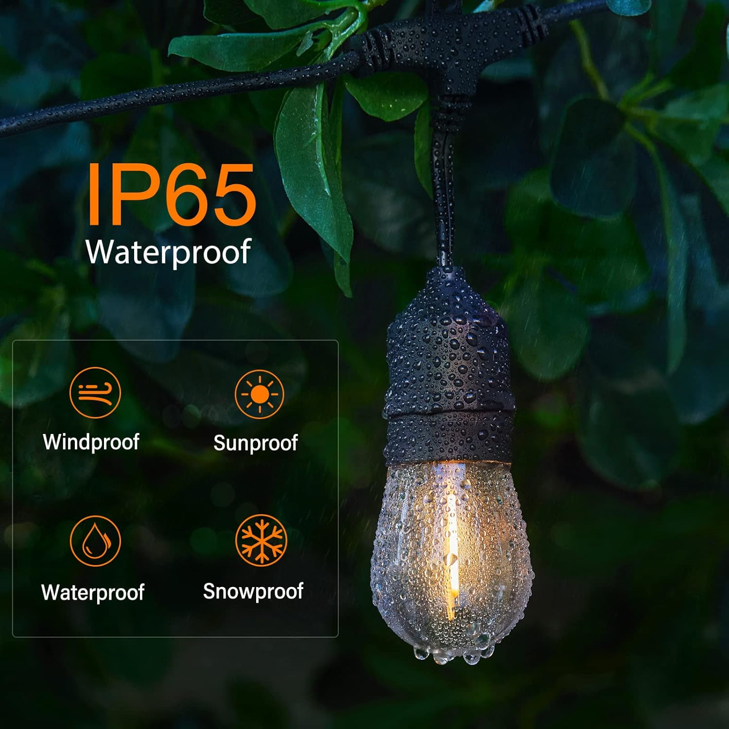 String Lights Outdoor - 34FT 15 LED Patio Lights, USB & Solar Powered Outdoor String Lights with 4 Lighting Mode, IP65 Waterproof Garden String Lights for Outside Cafe Yard Bistro, Warm White