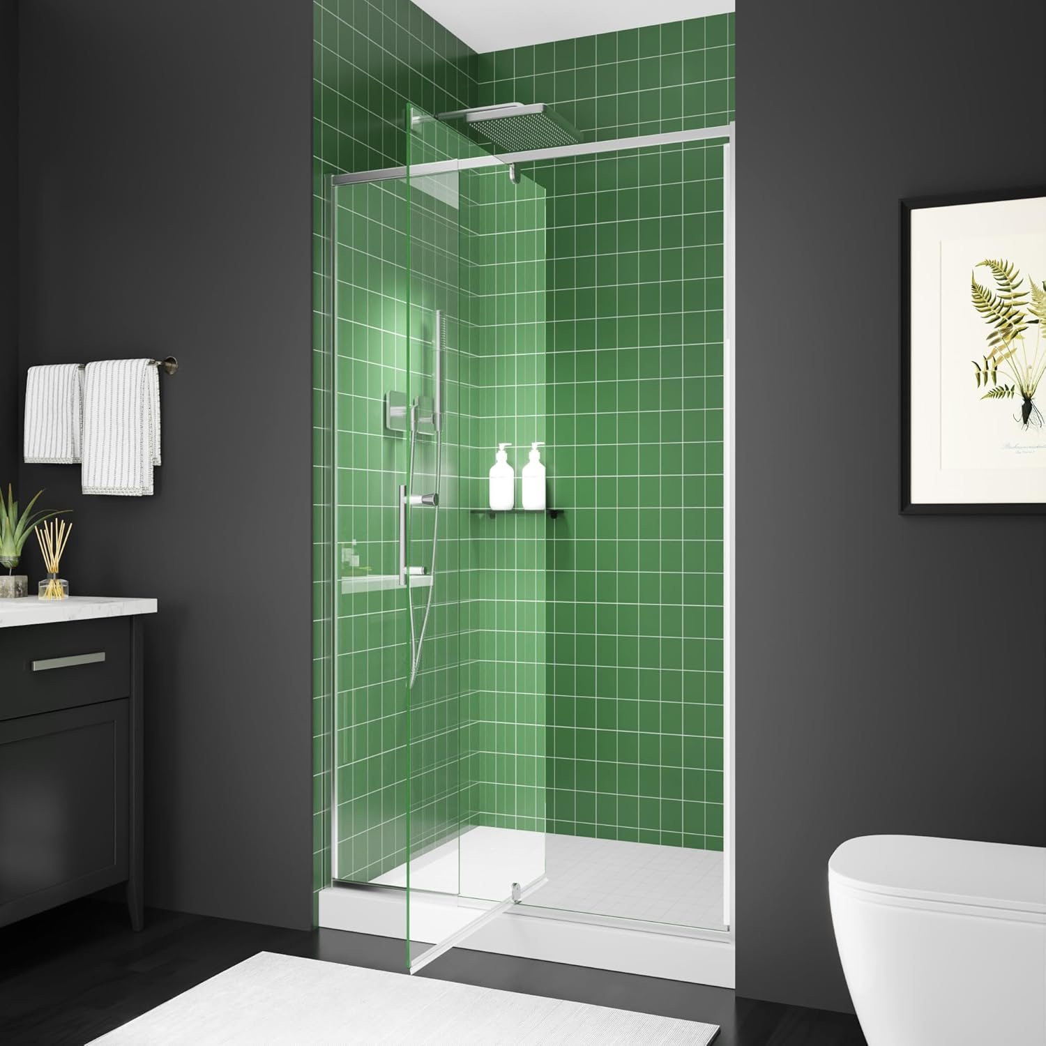 38-42" W x 71" H Piovt Swing Glass Shower Door,Pivot Semi-Frameless Glass Shower Door with 1/4"(6mm) Clear SGCC Tempered Glass,Chrome Finish Shower Doors,Reversible Installation