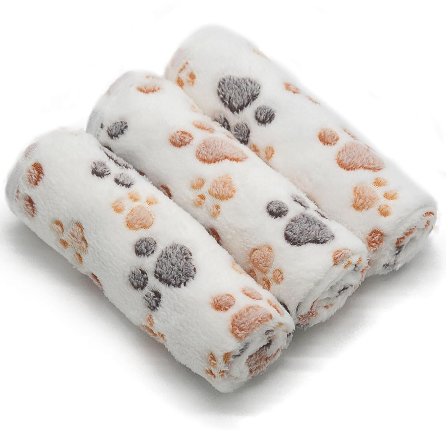 1 Pack 3 Puppy Dog Blankets Super Soft Warm Sleep Mat Fluffy Premium Fleece Pet Blanket Flannel Throw for Dog Puppy Cat - White Paw Print Medium(29"x20")