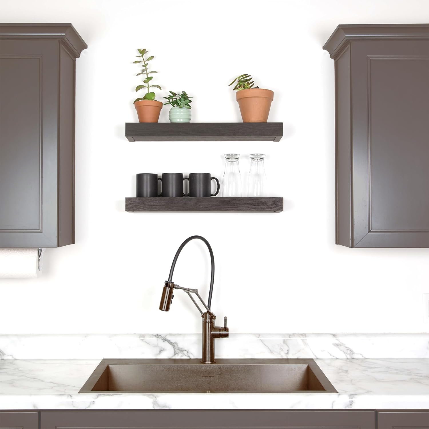 High & Mighty Floating Shelf Flat Design Espresso 18"