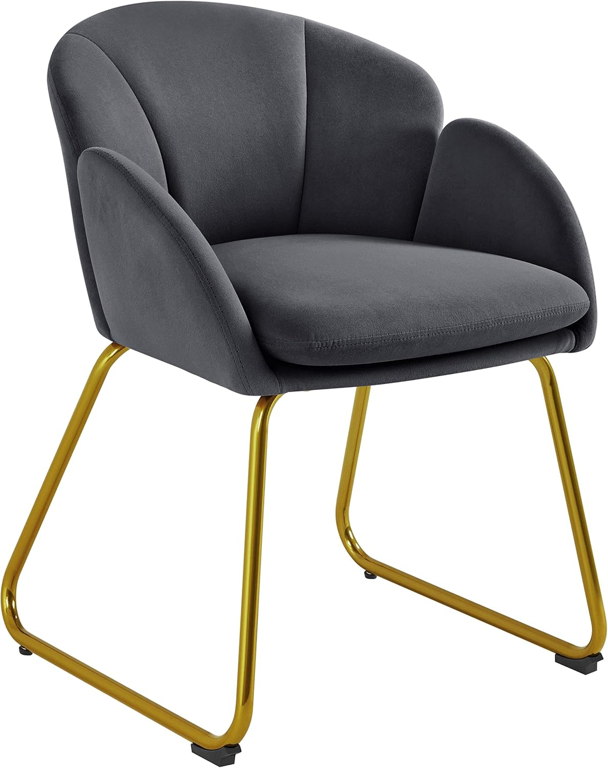 Dark Grey Velvet Accent Chair with Gold Metal Legs