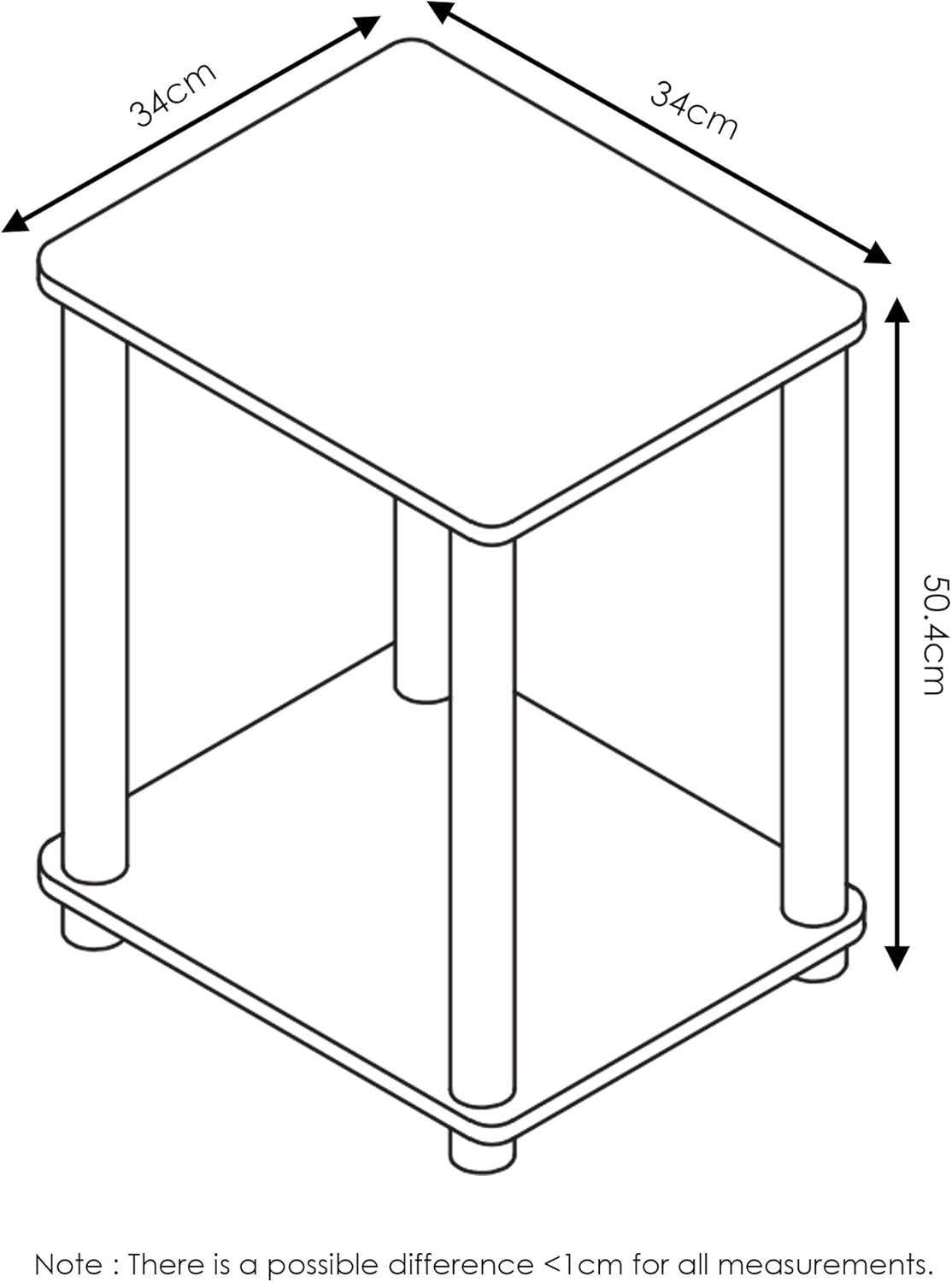 Furinno Turn-N-Tube Haydn Engineered Wood End Table in Dark Cherry/Black