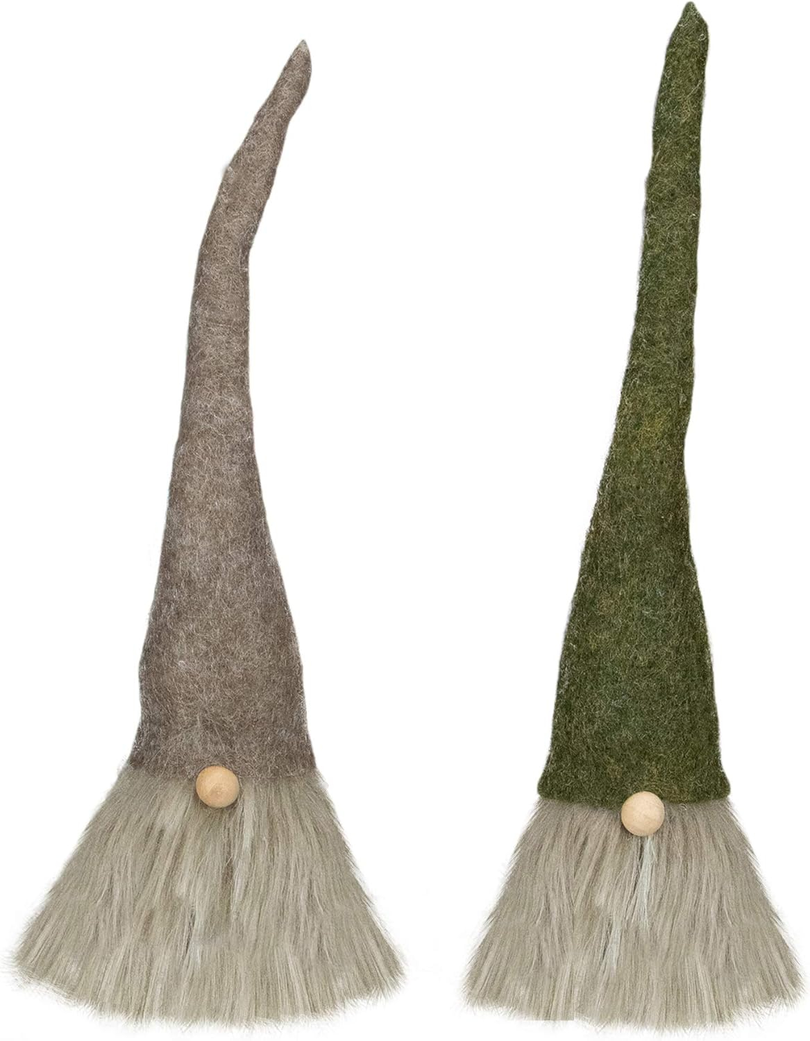 Northlight Christmas Gnome with Pointy Hat Figures - 10.5" - Green and Brown - Set of 2