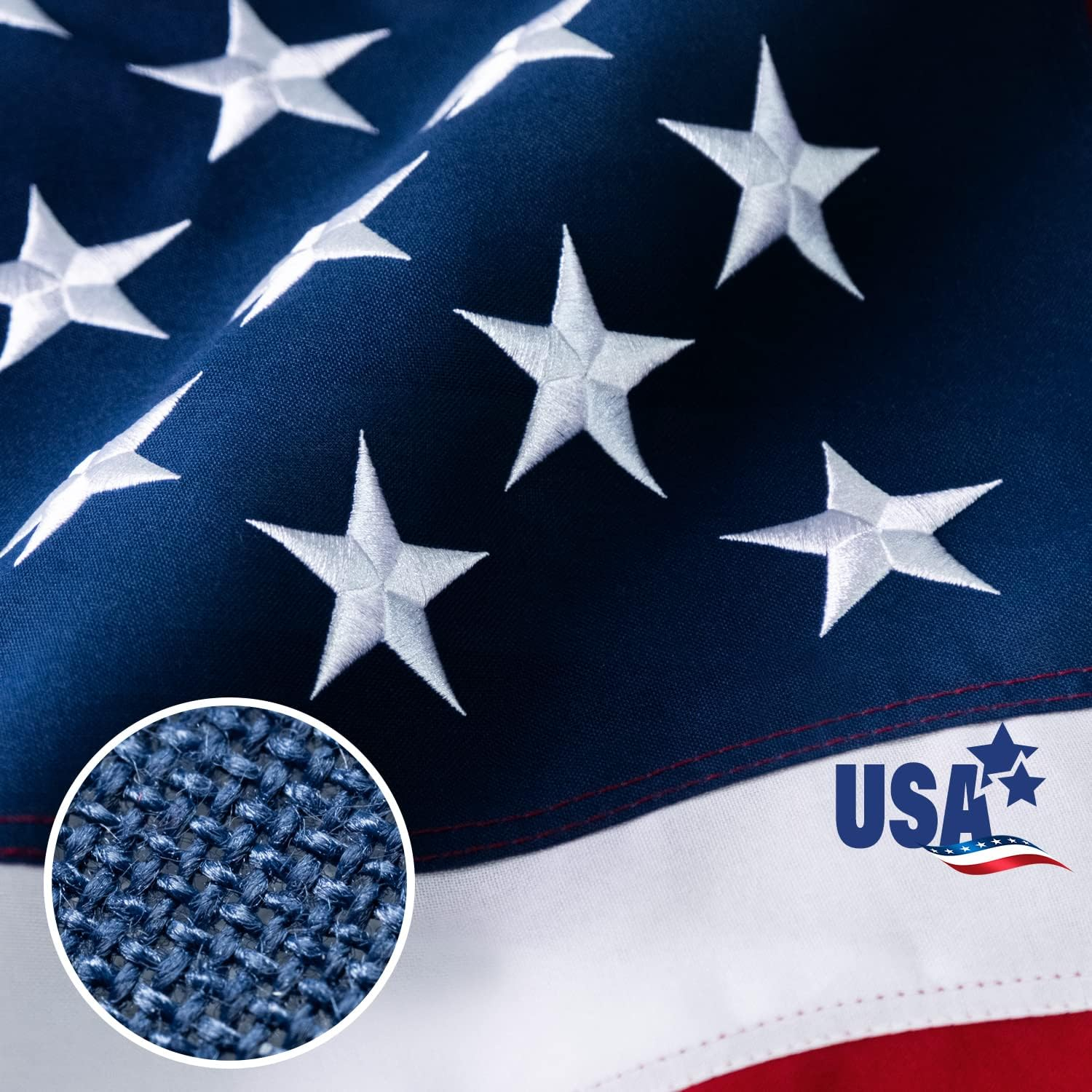 American Flag 3x5 ft for Outside Made in USA, Longest Lasting, Heavy Duty, Embroidered Stars, Sewn Stripes, Brass Grommets, Fade Resistant US Outdoor Flags
