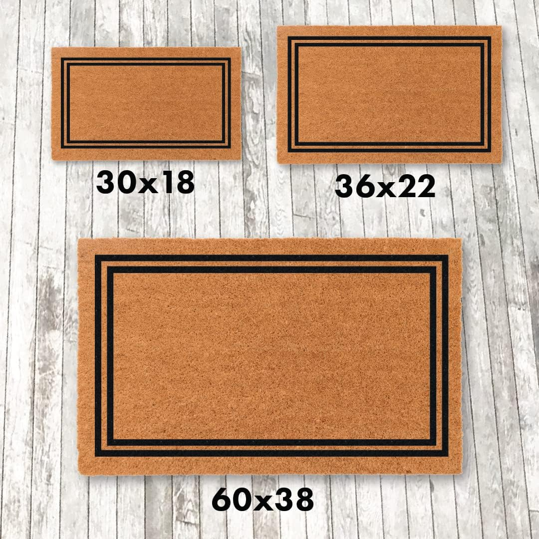 COCO MATS 'N MORE Personalized Door Mat with Monogram for Outdoor Indoor - Non-Slip Coco Coir Front Doormat with Vinyl Backing, Wedding, Housewarming, New Home (18" x 30", Black Double Bordered)
