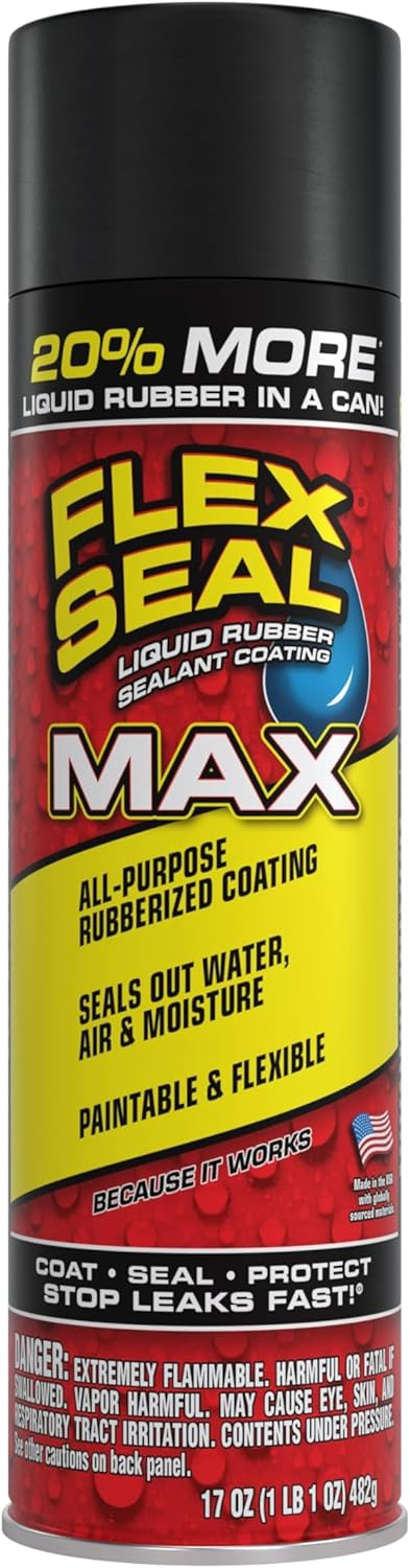 Flex Seal MAX Aerosol Liquid Rubber Sealant Coating, 17 oz, Black