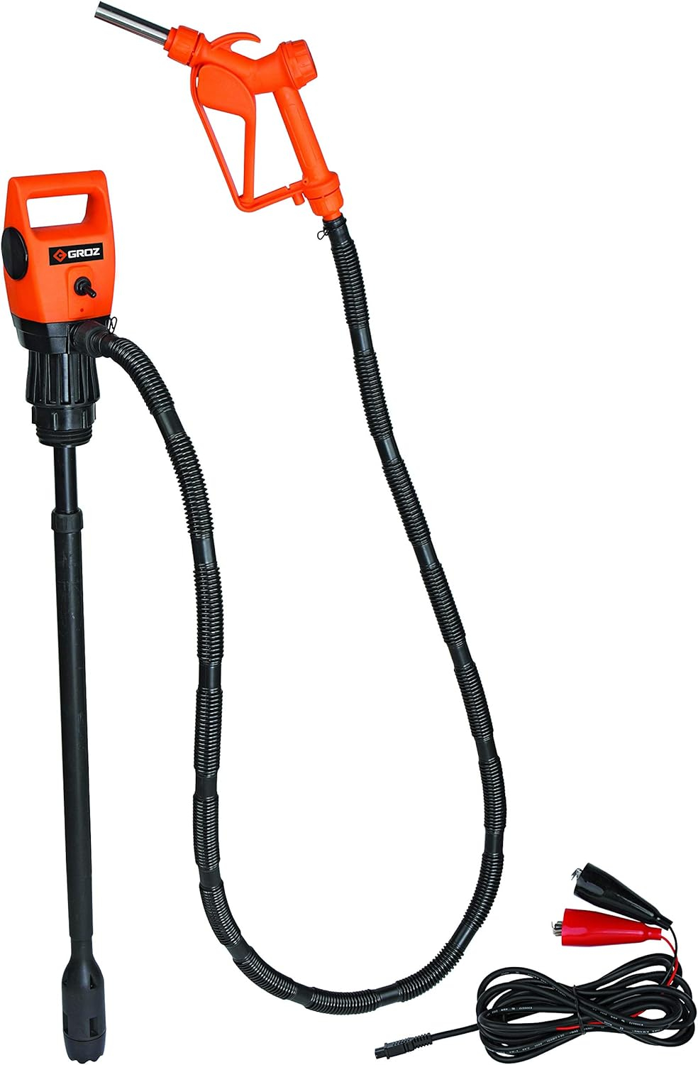GROZ Electric Drum Pump | 12V DC | Adjustable 33.5-49" Tube for 55 Gal Drums | Multi-Fluid Transfer (45503)