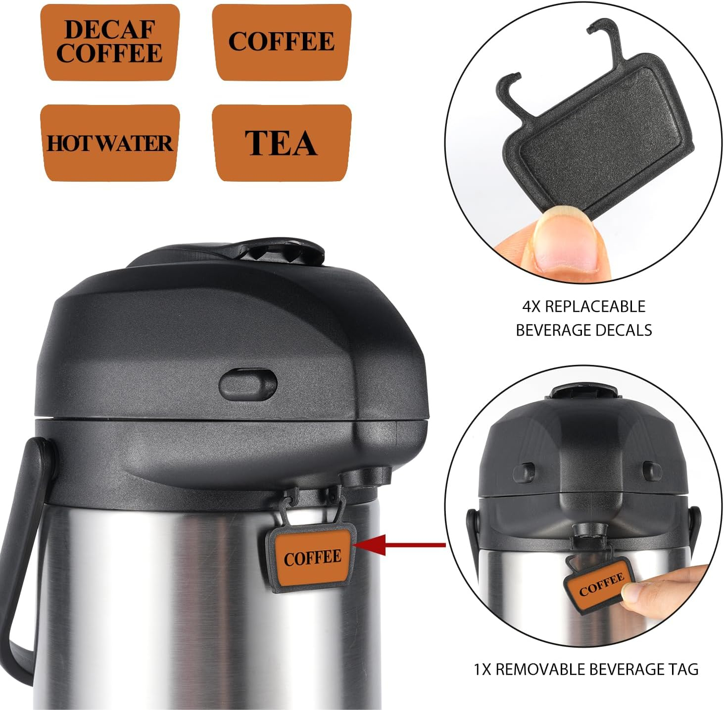 Heritage66 Advanced Thermal Coffee Carafe -Triple Wall Vacuum Insulated Flask- Thermos Keeping Beverages Hot for 12 Hours /24 Hours Cold Tea, Water, and Coffee Dispenser (3 Liter / 101 Oz)