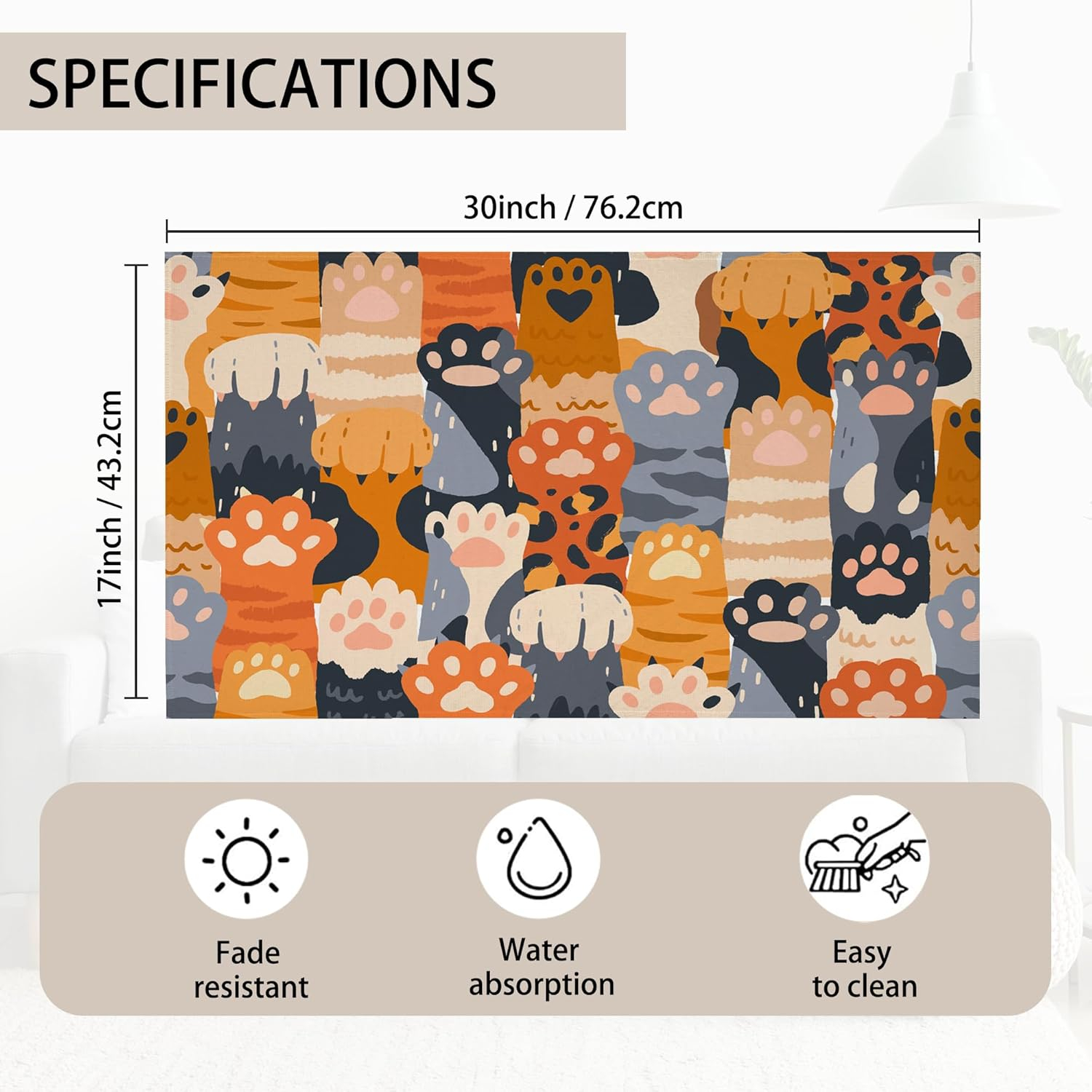 TUBAMQ Welcome Cute Cat Doormat Indoor Outdoor Patio Cute Cat Paws Print Door Mats Non-Slip Entrance Mat for Home,Outside Entry,Yard,Floor,Patio 17x30INCH