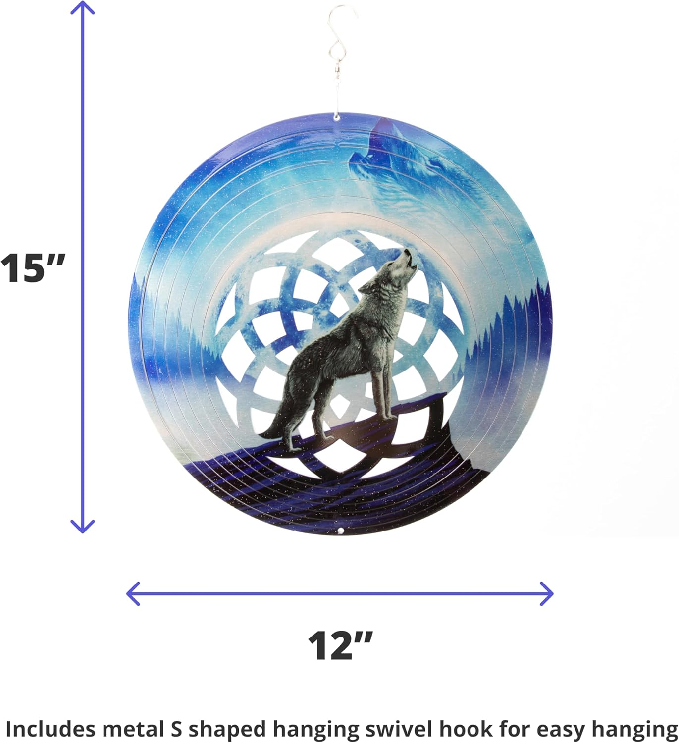 Vp Home Wolf Dreamcatcher Kinetic 3D Metal Outdoor Garden Decor Wind Spinner
