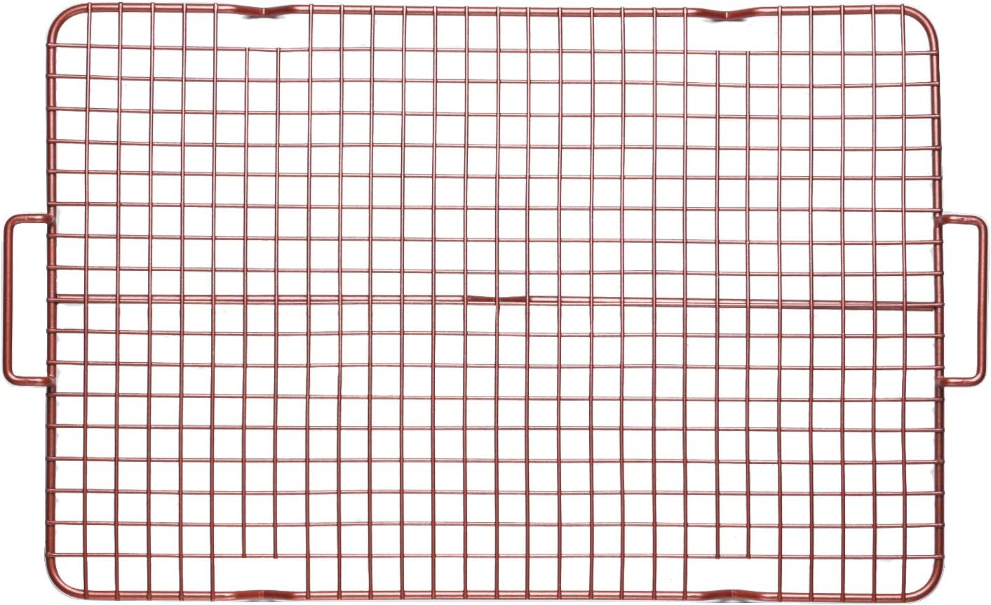 Silver Granite Non-Stick Cookie Sheet Set with Cooling Grid and Silicone Mat