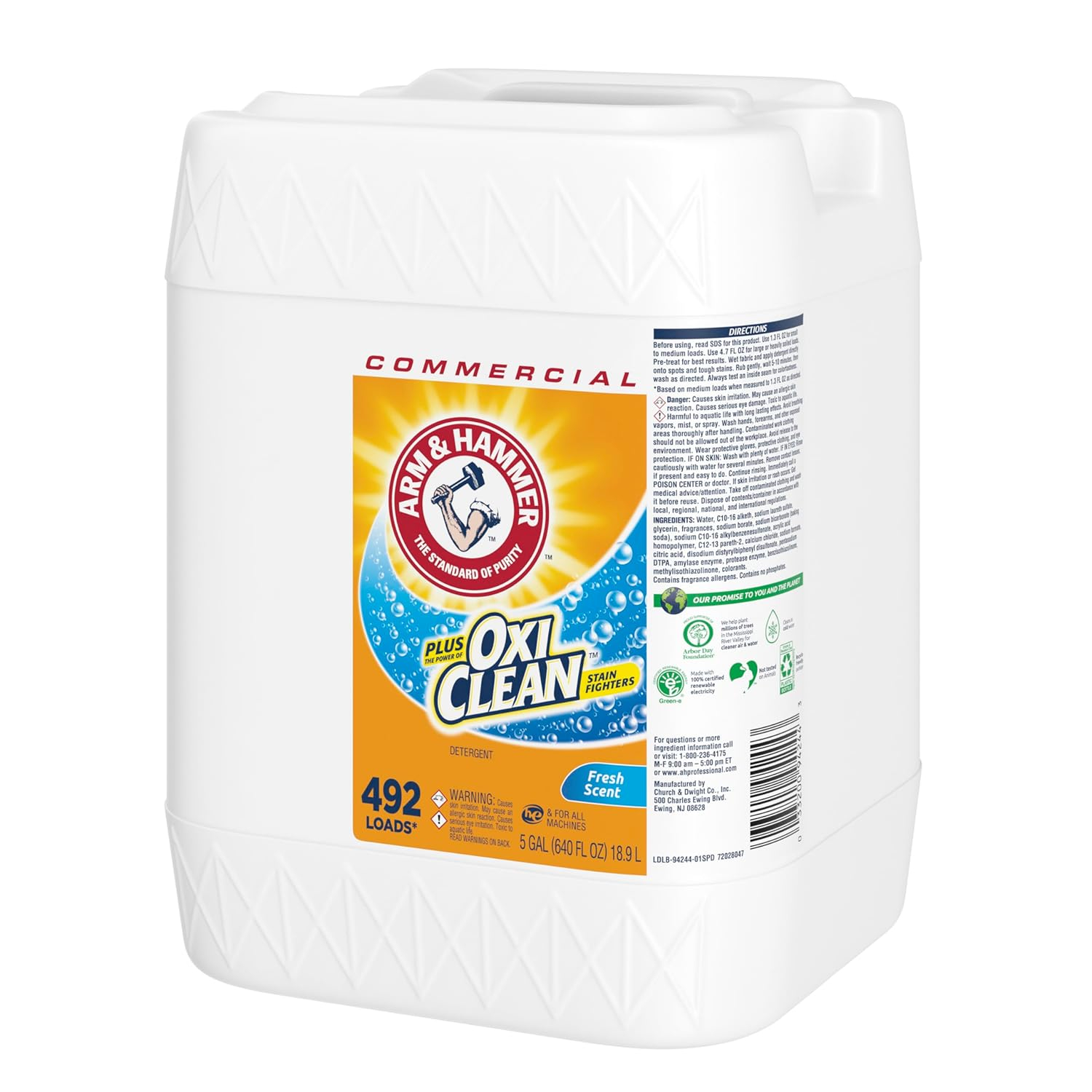 Arm & Hammer plus OxiClean Liquid Laundry Detergent Professional, Fresh Scent, 5 Gallon (Pack of 1) 492 Loads