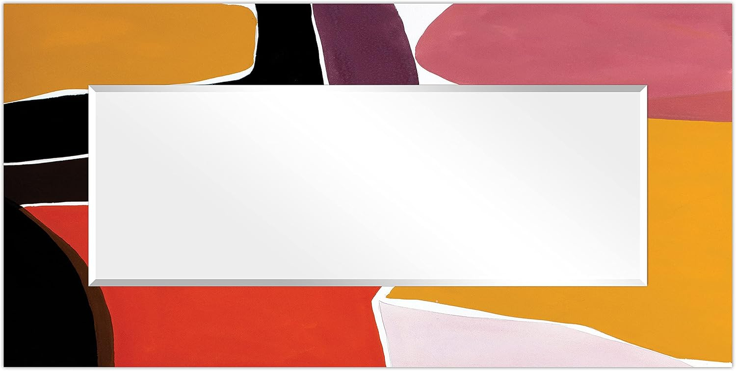 Empire Art Direct Finale I Rectangular Beveled Mirror on Free Floating Reverse Printed Tempered Art Glass, 72" x 36" x 0.4", Ready to Hang