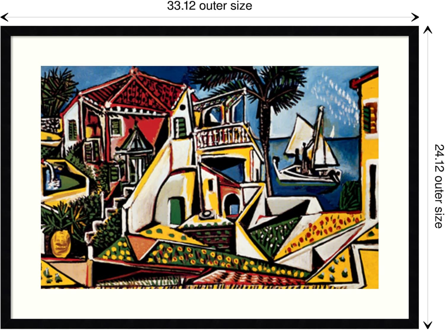 Large Black Wood Framed Abstract Cityscape Print by Pablo Picasso