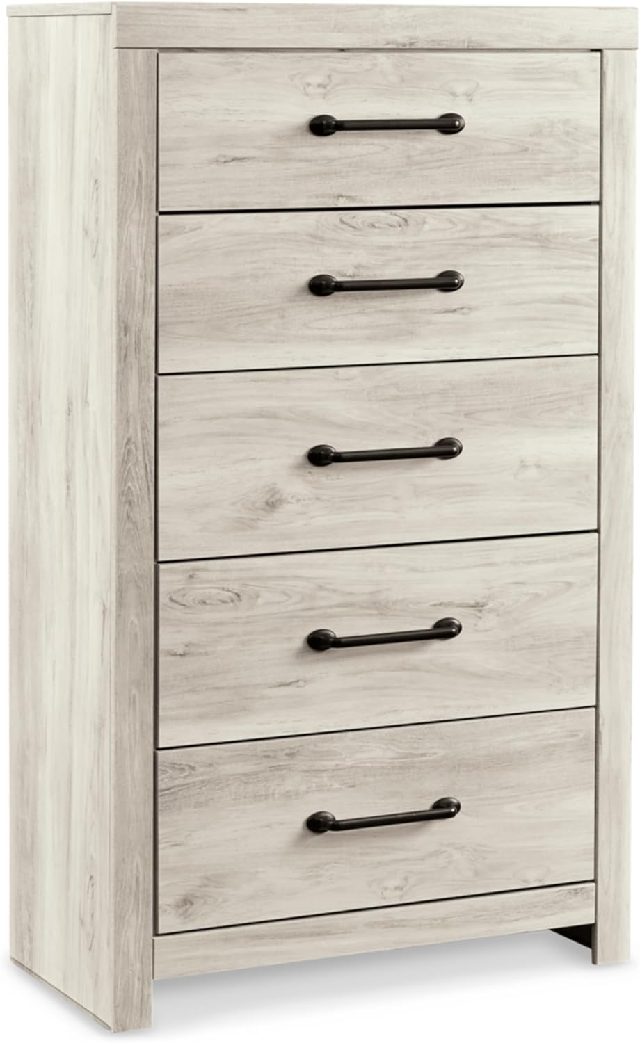 White and Light Brown 5-Drawer Transitional Chest