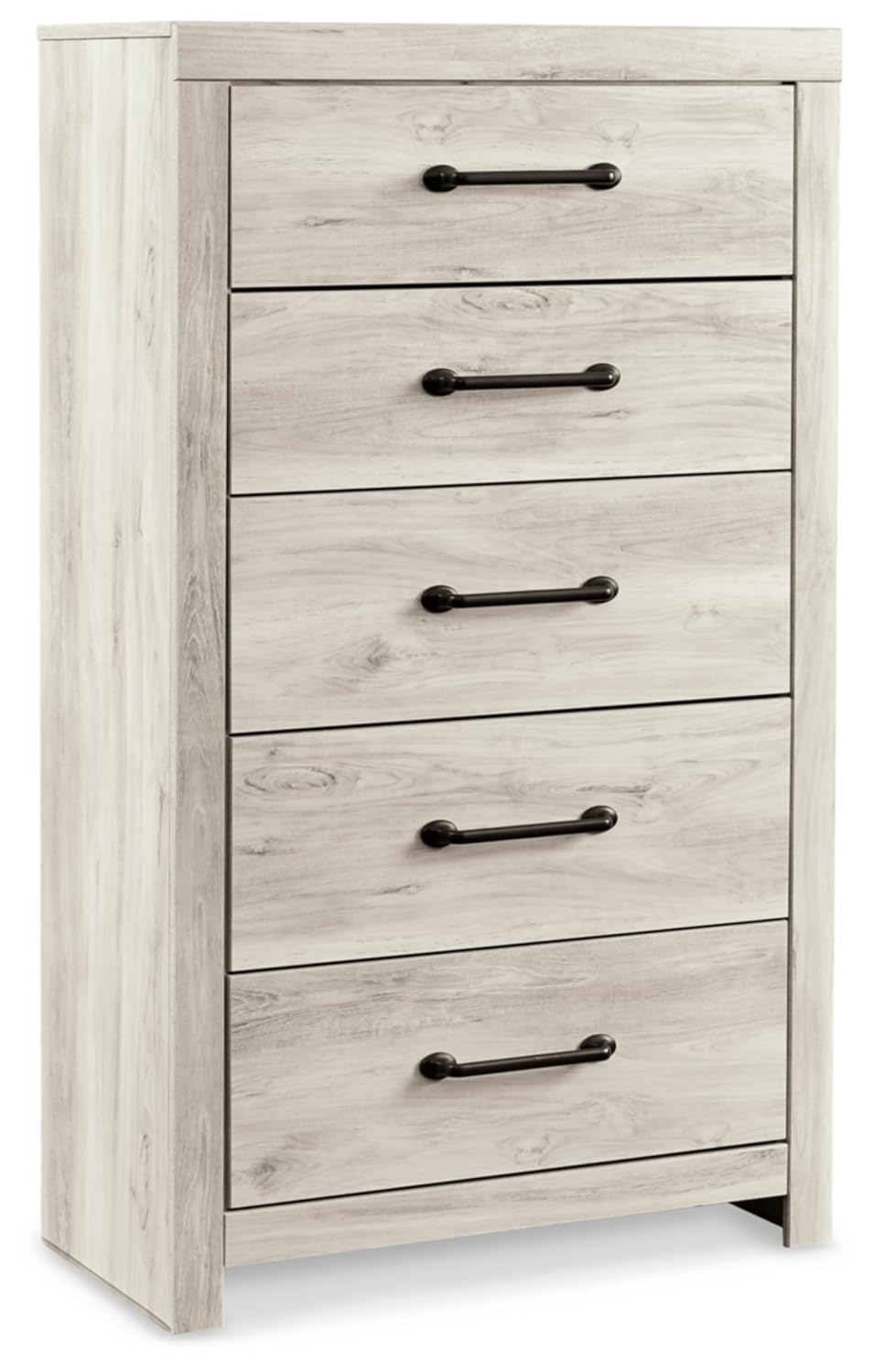 White and Light Brown 5-Drawer Transitional Chest