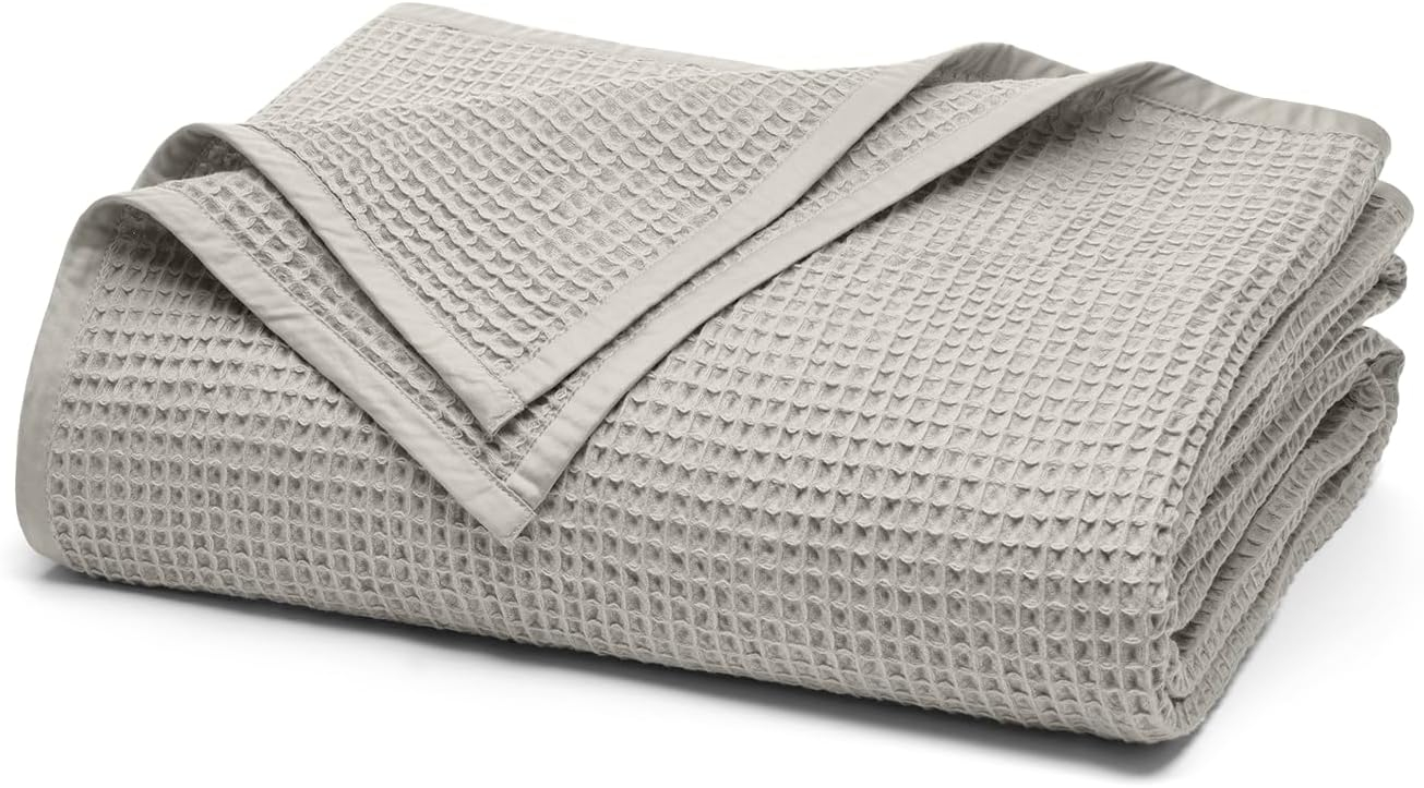 King Pewter Organic Cotton Waffle Bed Blanket
