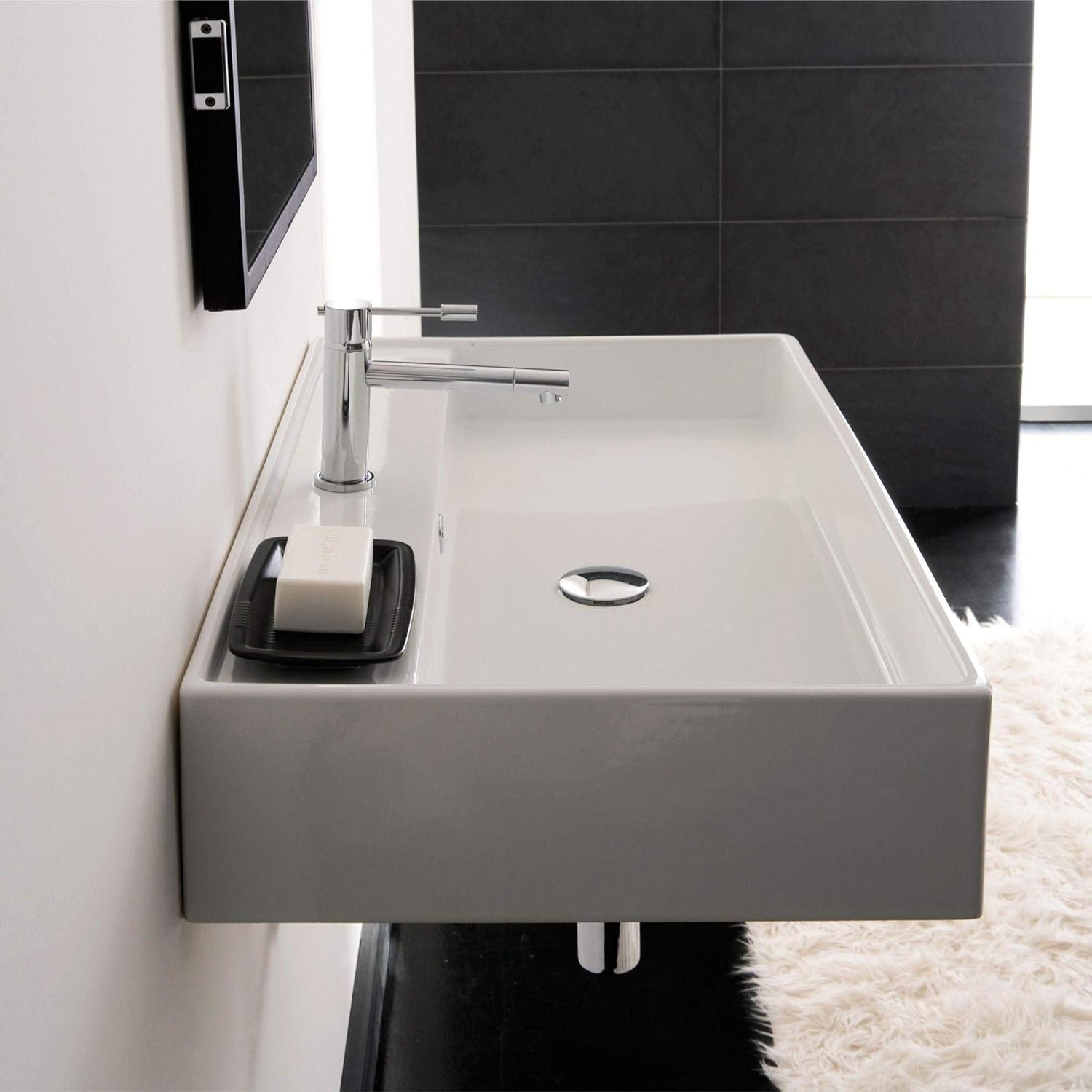 Scarabeo by Nameeks 8031/R Scarabeo By Nameeks Teorema 18'' Glossy White Ceramic Rectangular Bathroom Sink
