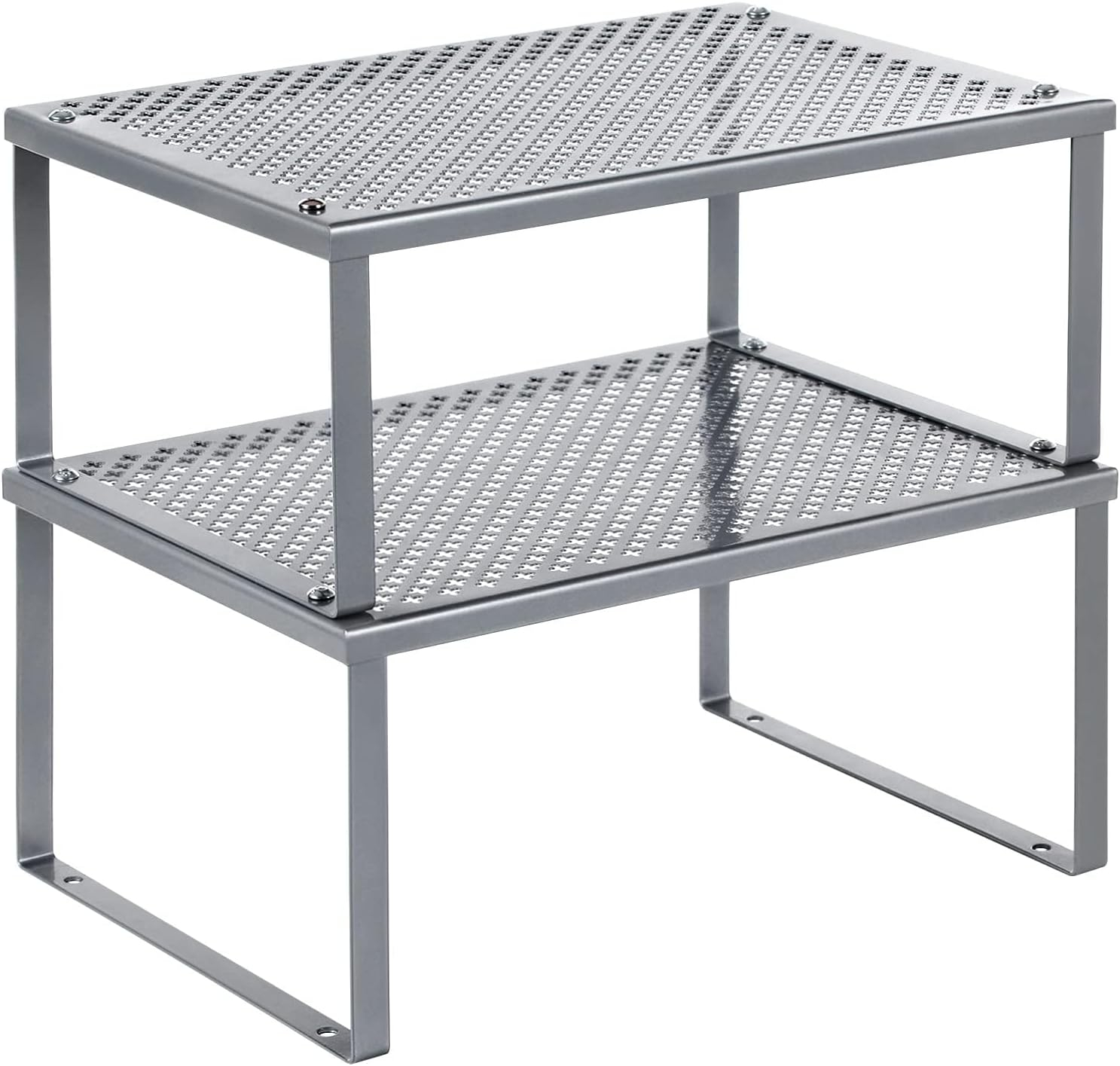 2 Pack Cabinet Organizers Shelf, Kitchen Counter Shelves, Metal Spice Rack, Kitchen Storage, Stackable, Expandable, Silver