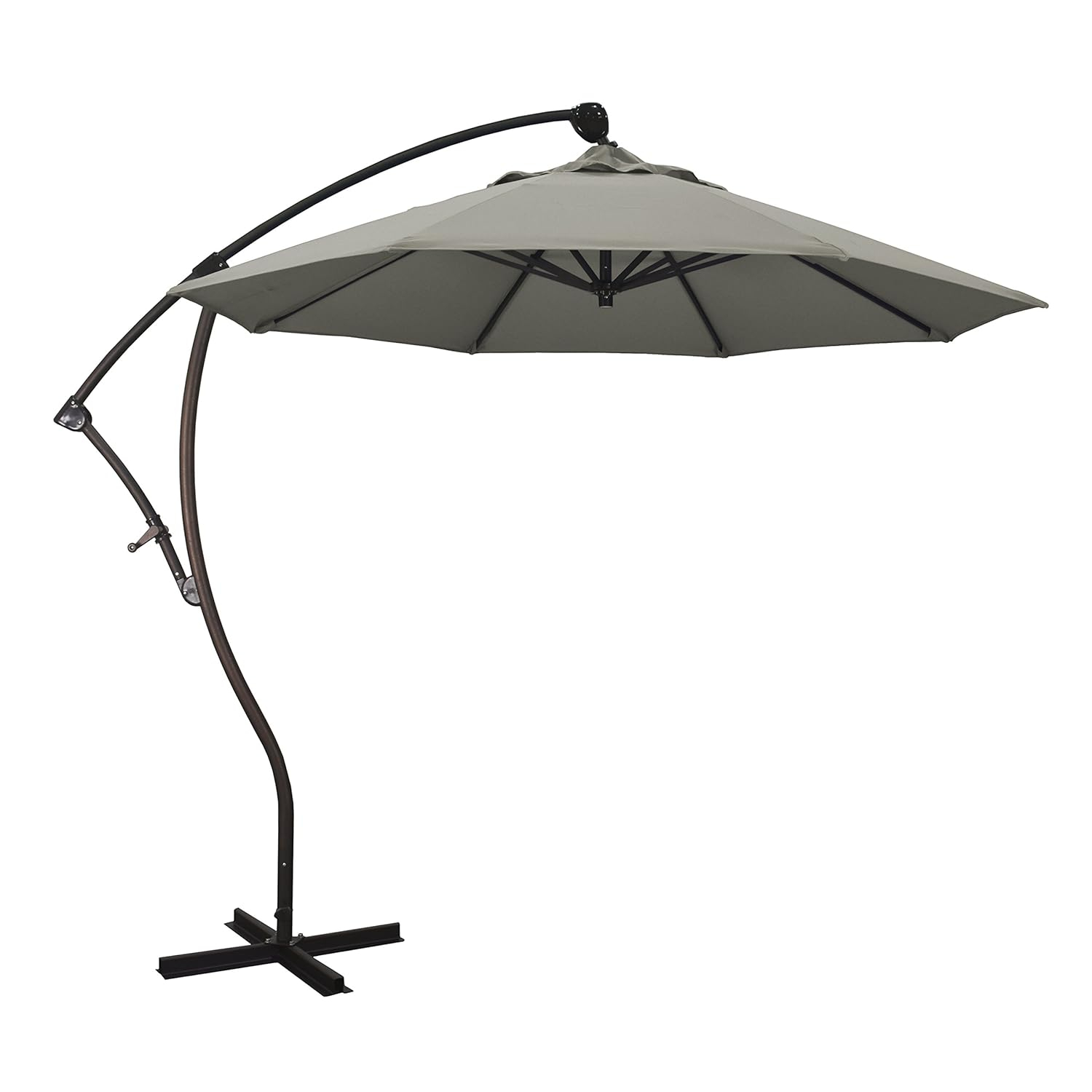 California Umbrella 9-Foot Offset Cantilever Patio Umbrella Infinite Tilt, 360 Rotation, Fade Resistant Solution Dyed Acrylic Fabric with Cross Section Base