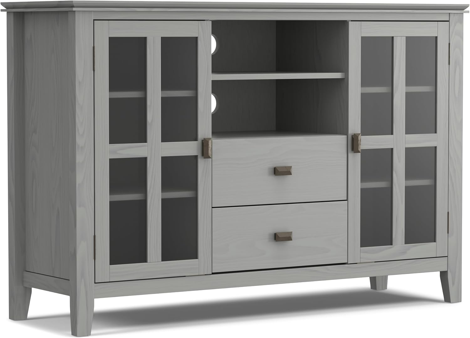 Simpli Home Artisan Solid Wood TV Media Stand in Fog Gray