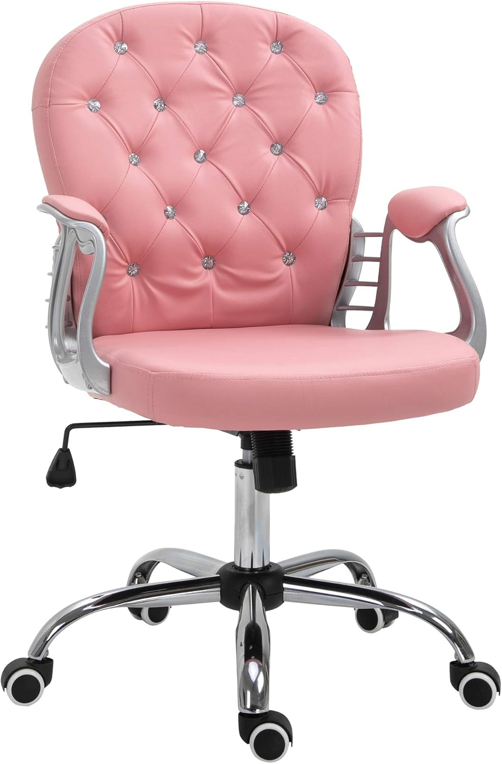 Vinsetto Indoor Height Adjustment and Armrest Office Desk Chair, Pink